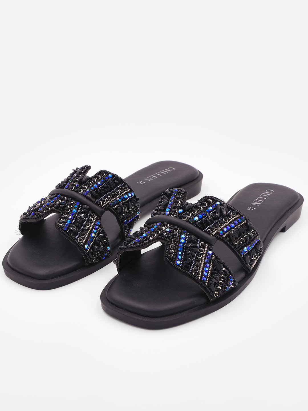 CHLLEN Midnight Sparkle Embellished Flats