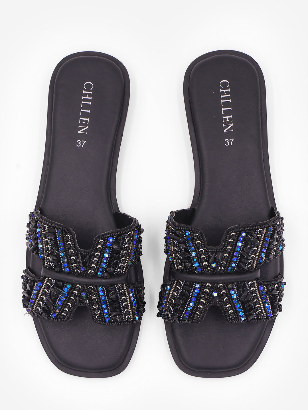 CHLLEN Midnight Sparkle Embellished Flats