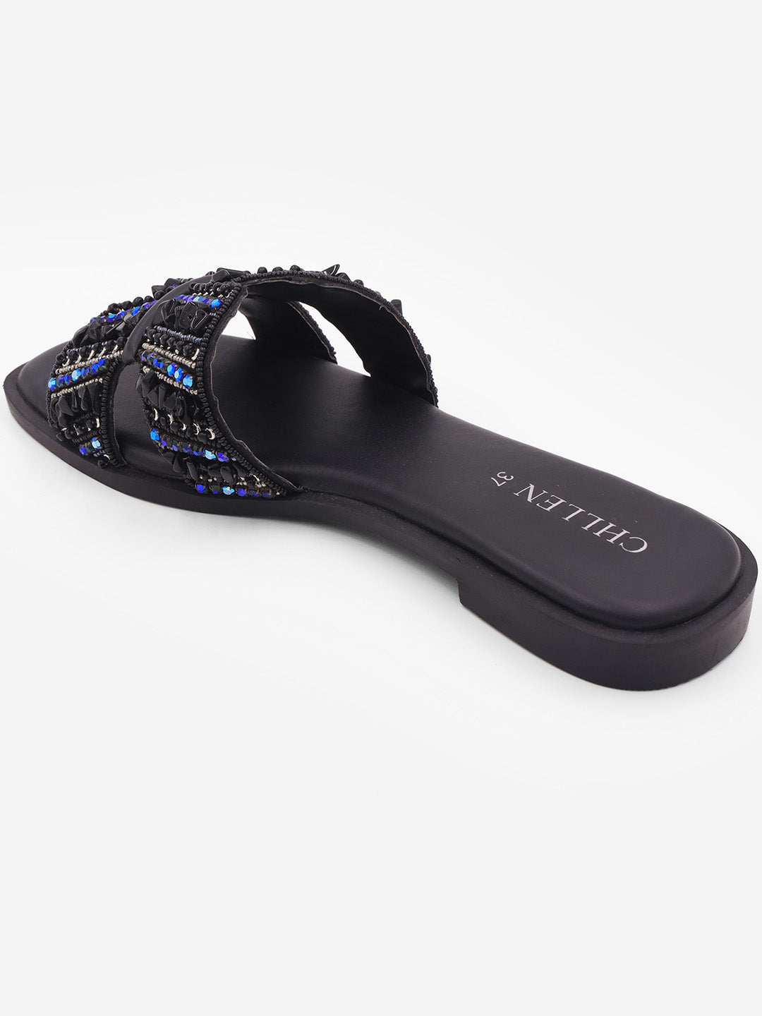 CHLLEN Midnight Sparkle Embellished Flats