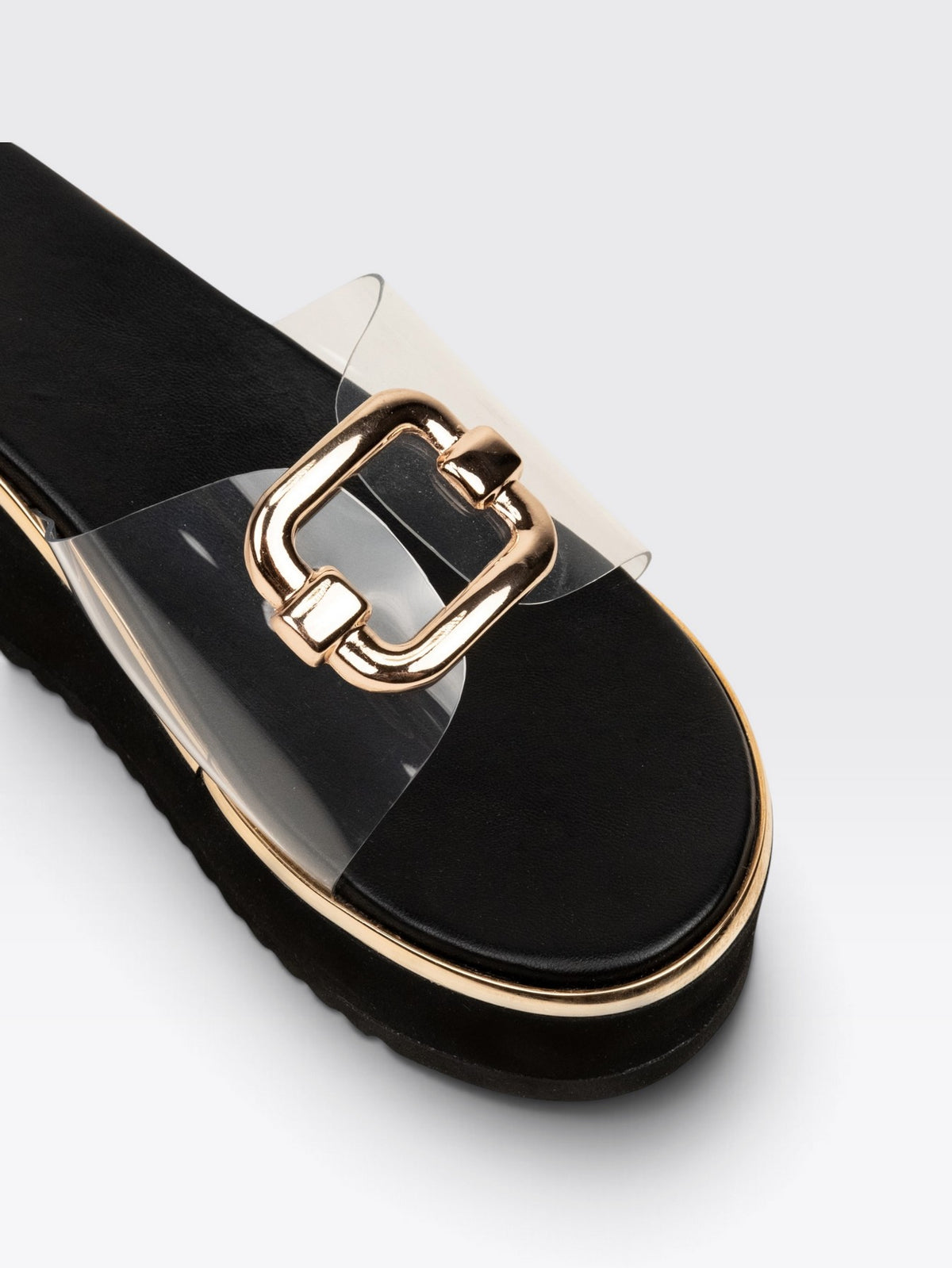 CHLLEN Black Transparent Wedge Heels