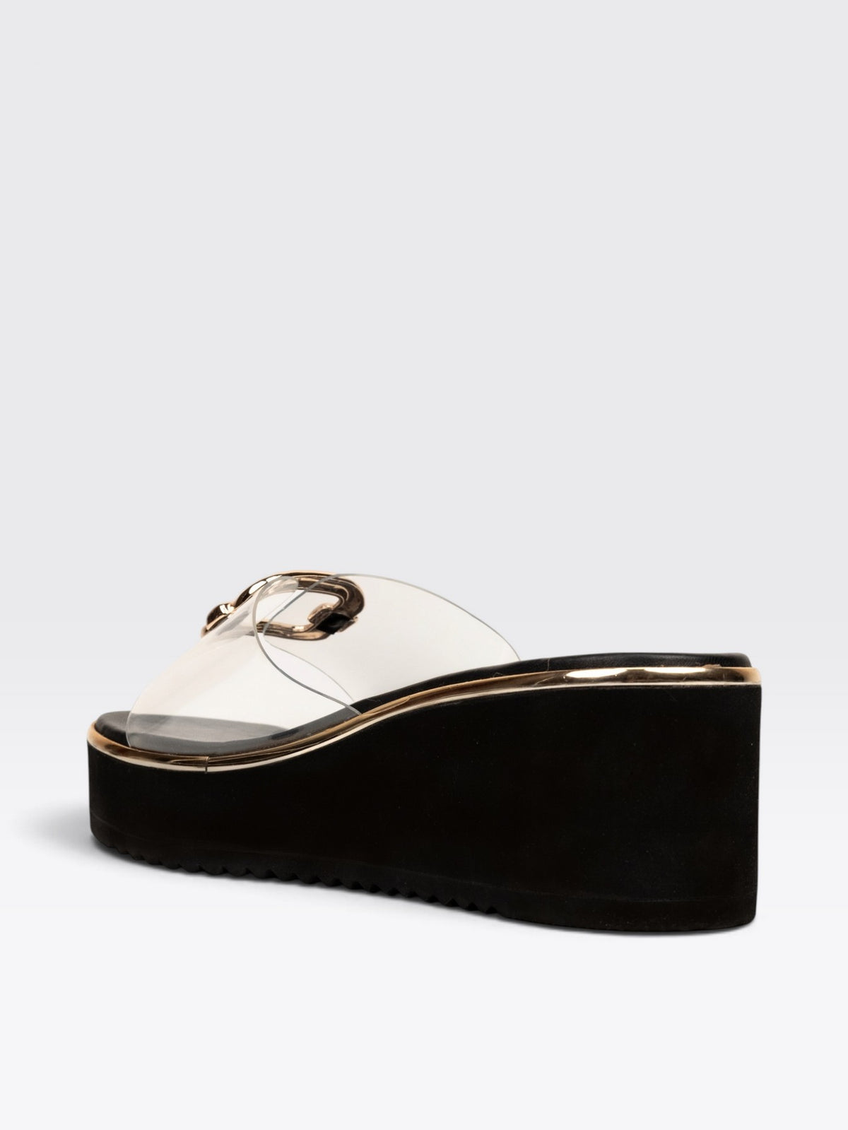 CHLLEN Black Transparent Wedge Heels