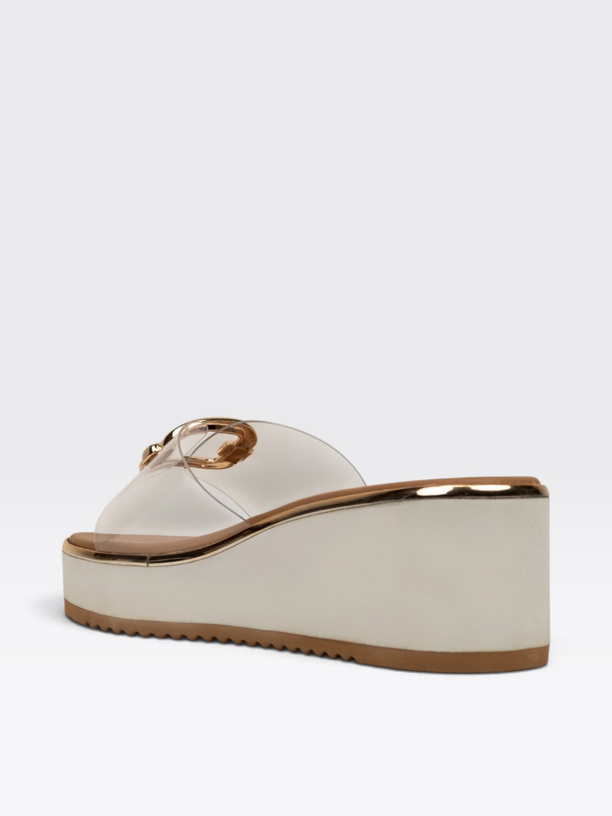 CHLLEN Tan Transparent Wedge Heels