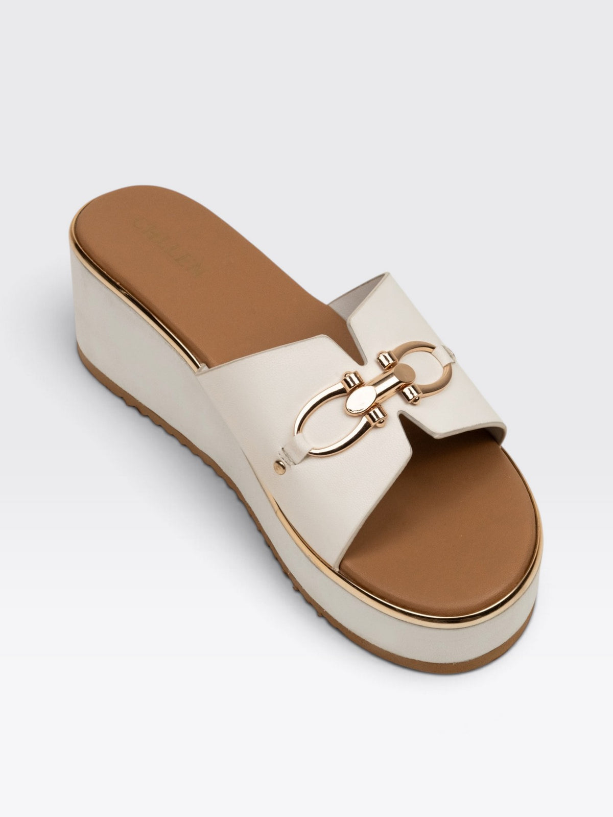 CHLLEN Beige White Transparent Wedge Heels