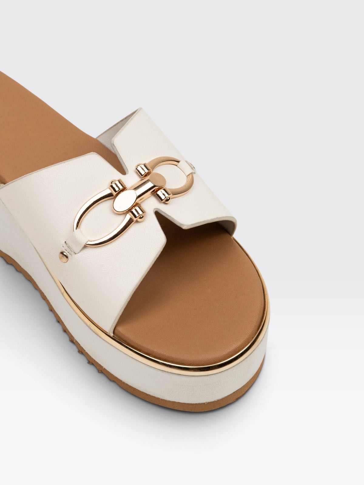 CHLLEN Beige White Transparent Wedge Heels