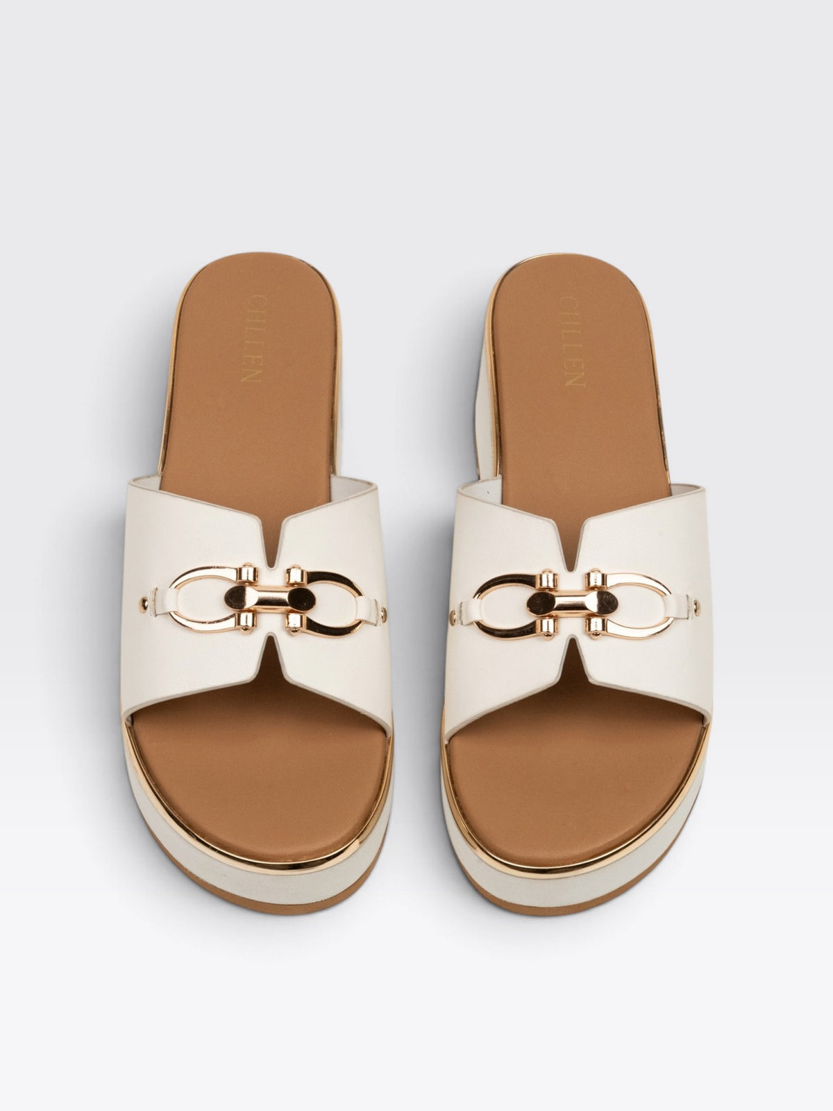 CHLLEN Beige White Transparent Wedge Heels
