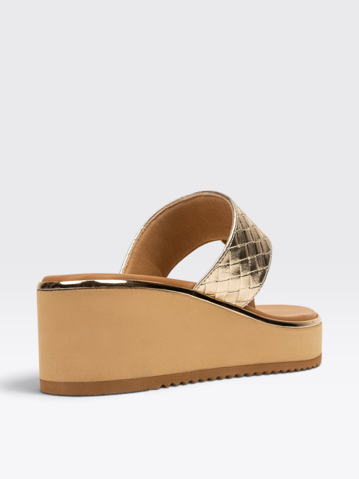 CHLLEN Aurelia Metallic Gold Wedge Sandals