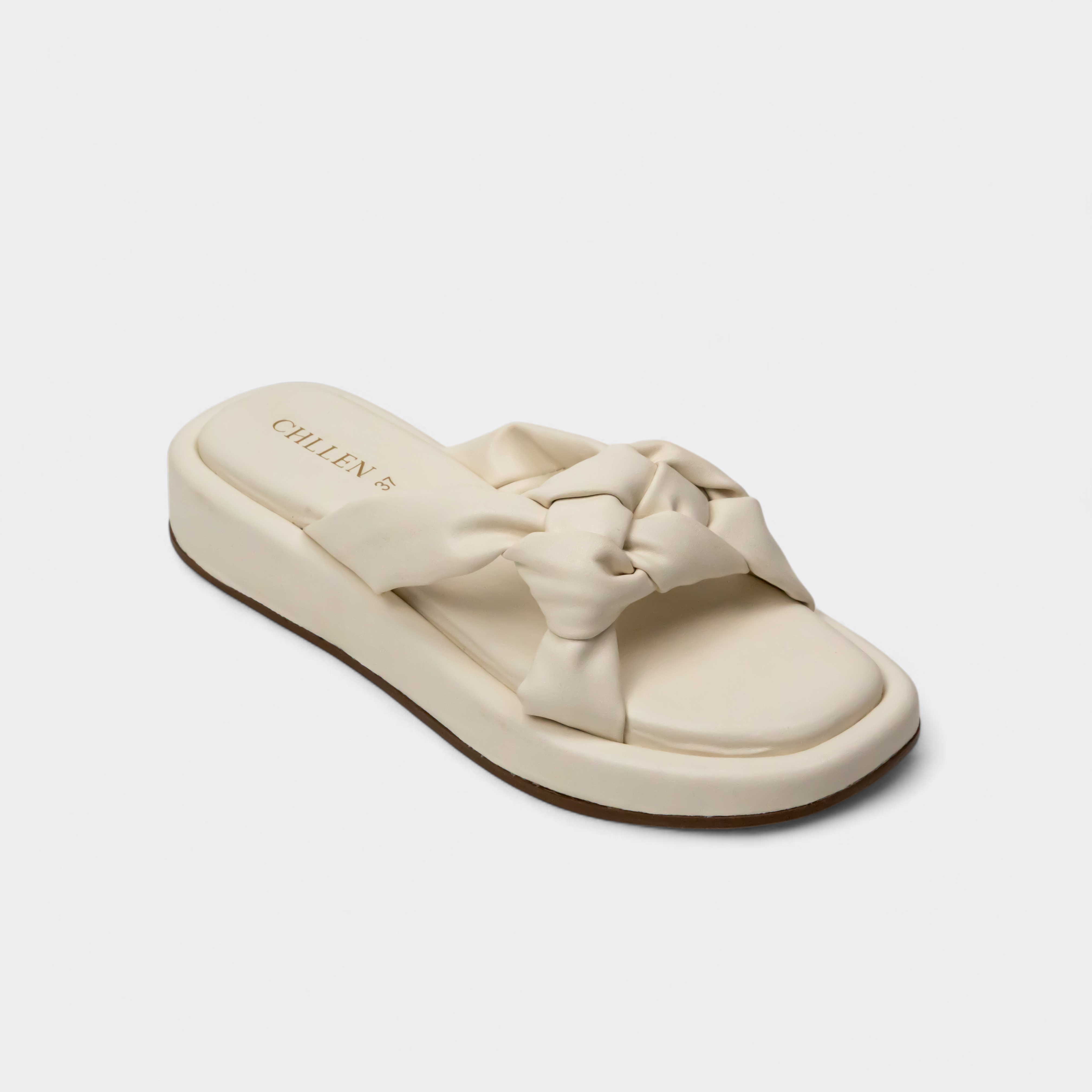 CHLLEN Cream Braided Comfort Slides