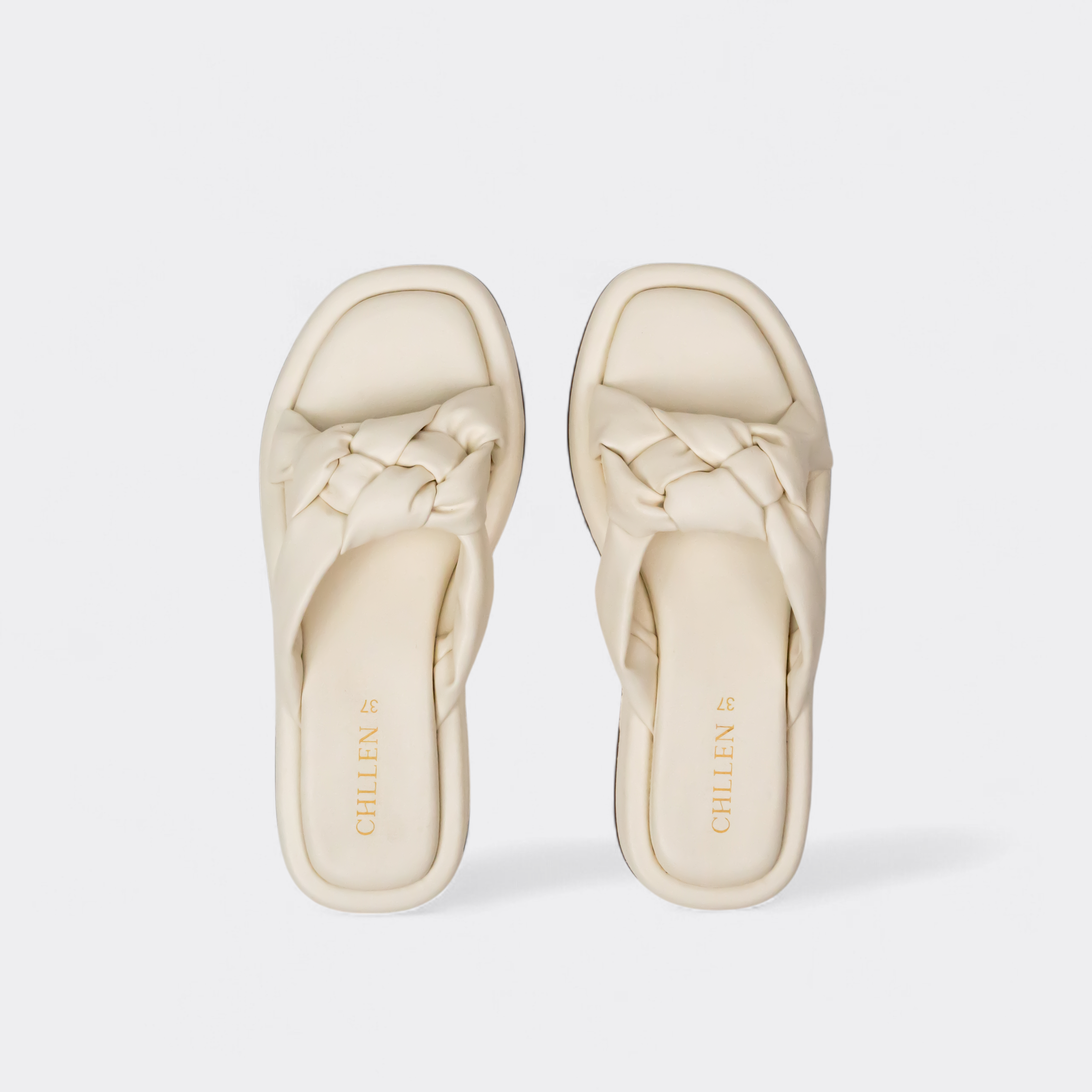 CHLLEN Cream Braided Comfort Slides