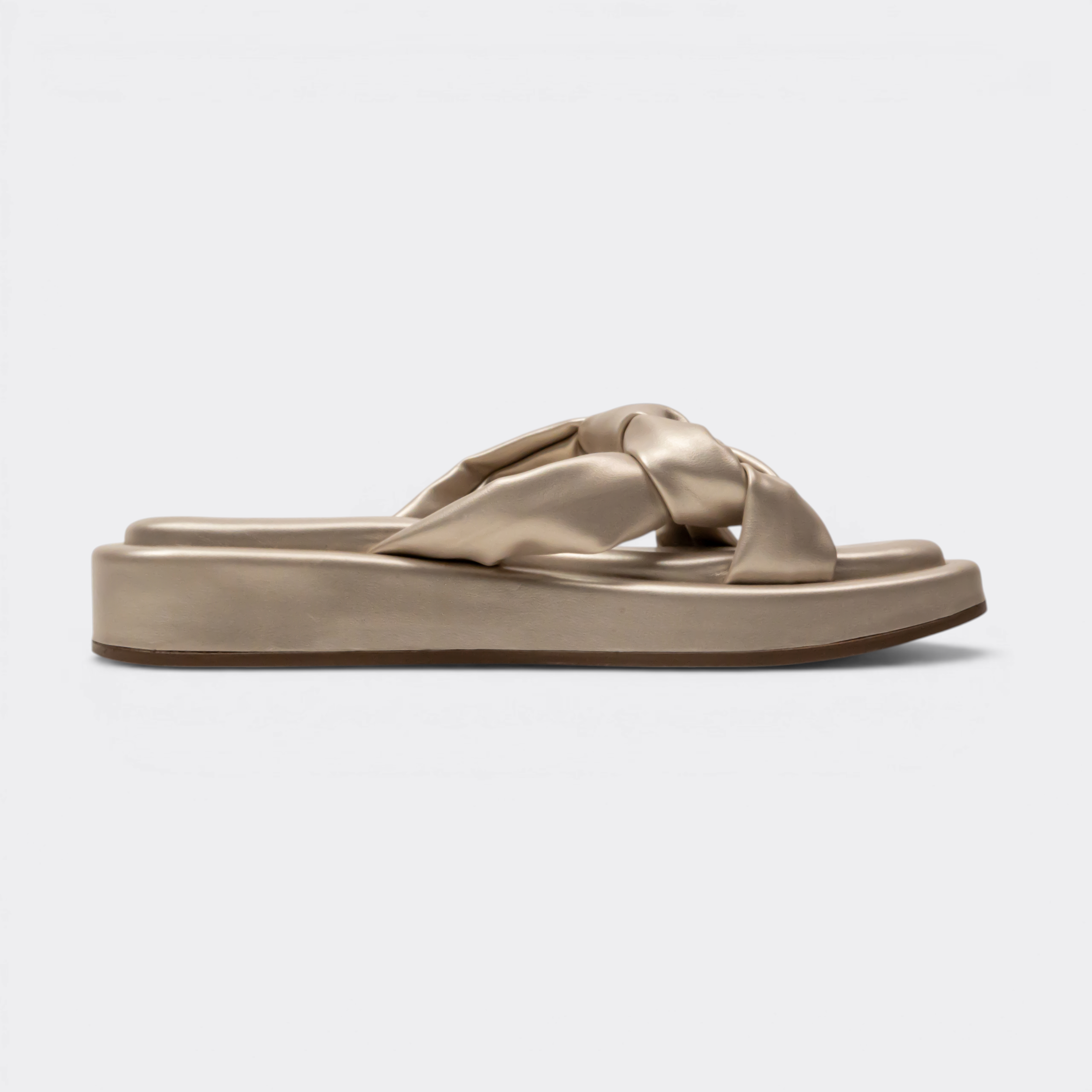 CHLLEN Champagne Metallic Braided Comfort Slides