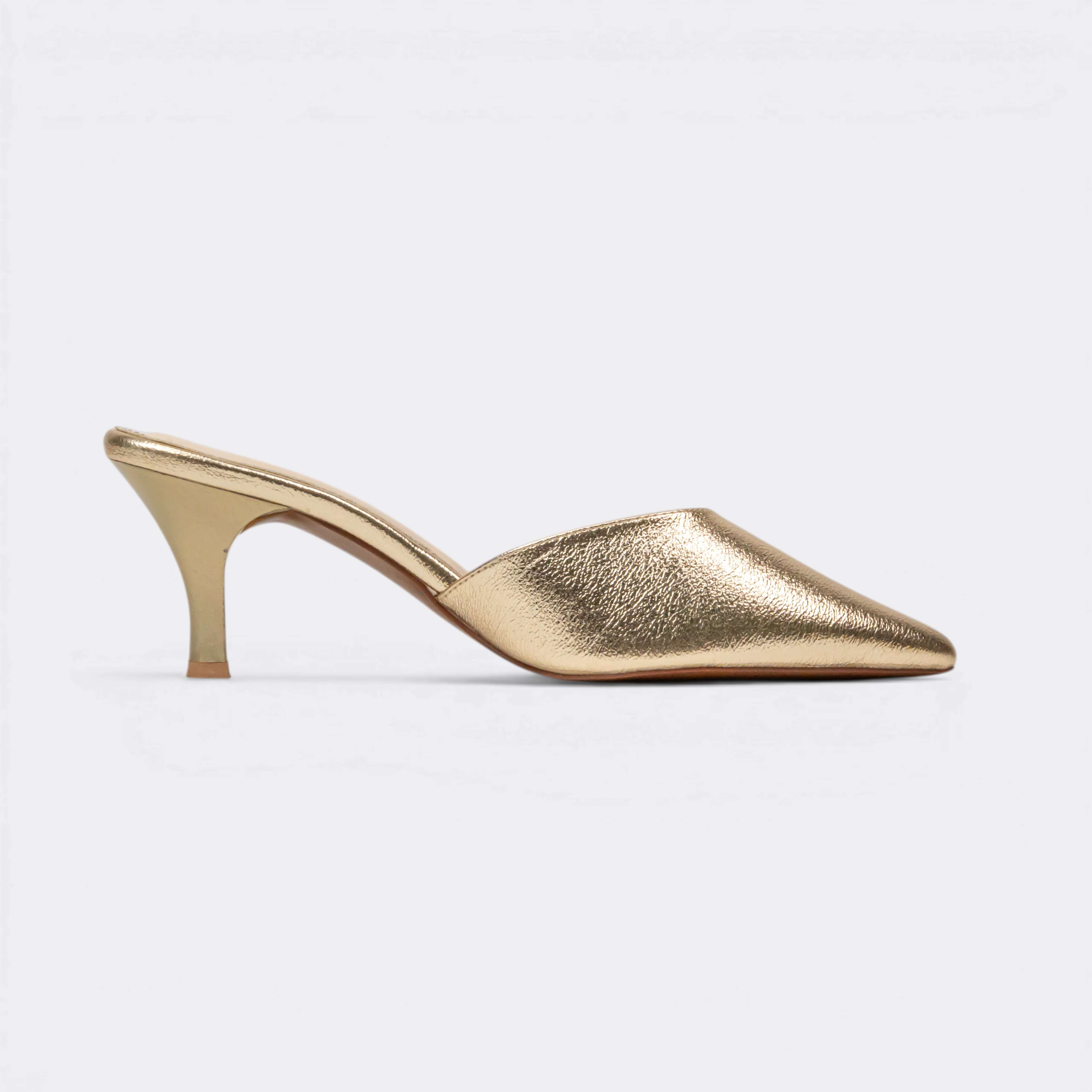 CHLLEN Gold Luxe Pointed Mule Flats