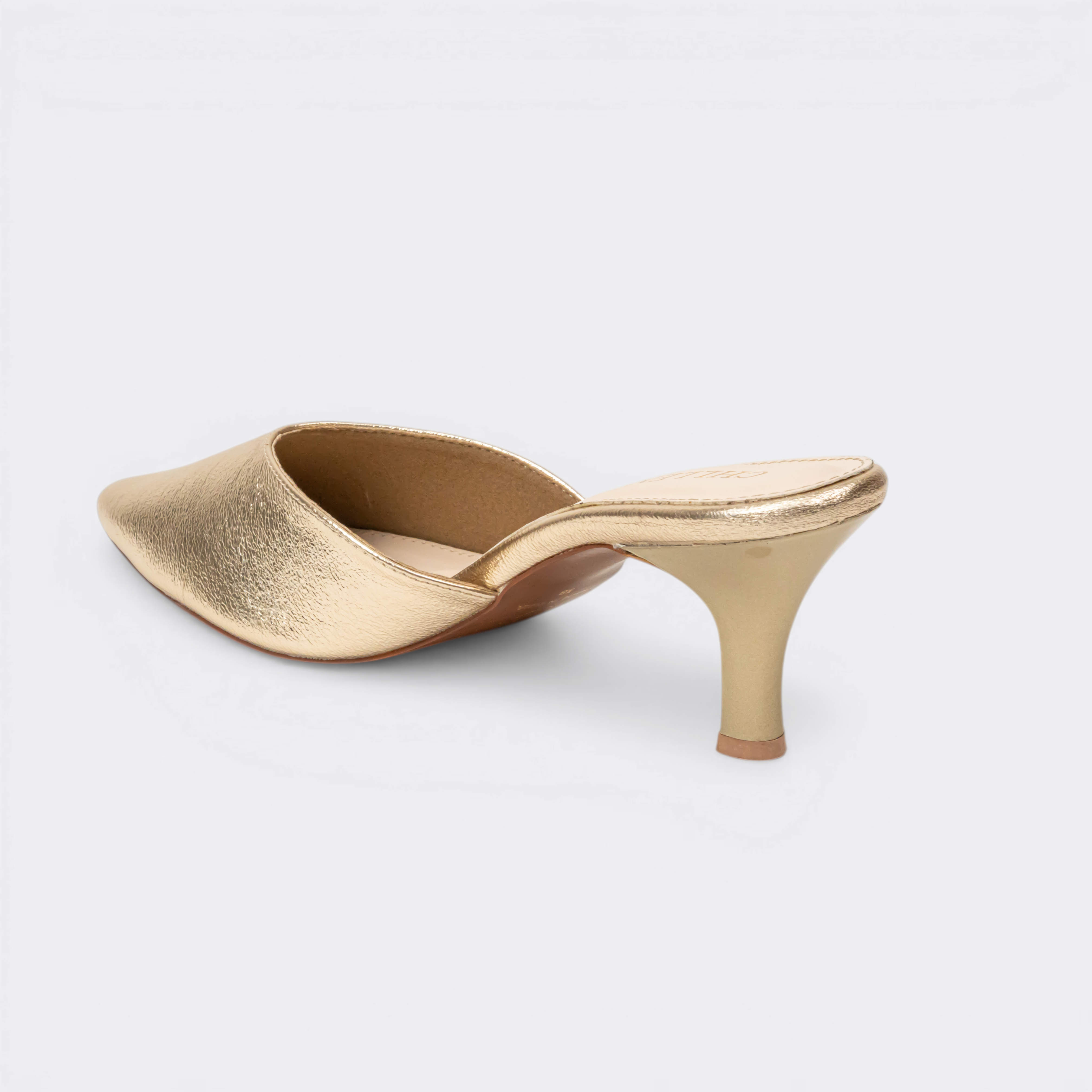 CHLLEN Gold Luxe Pointed Mule Flats