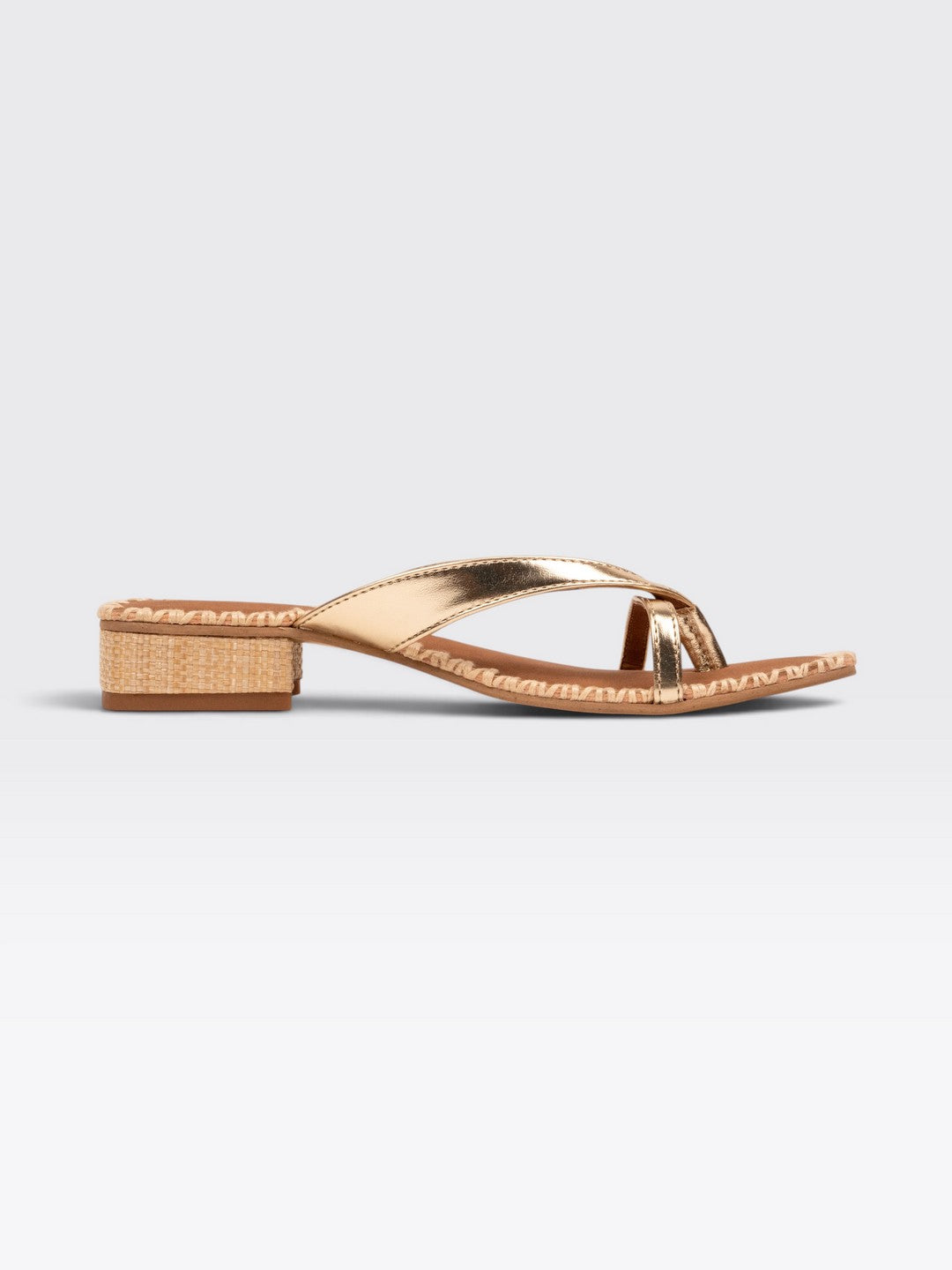 CHLLEN Women's Elegant Gold Strappy Flat Sandals