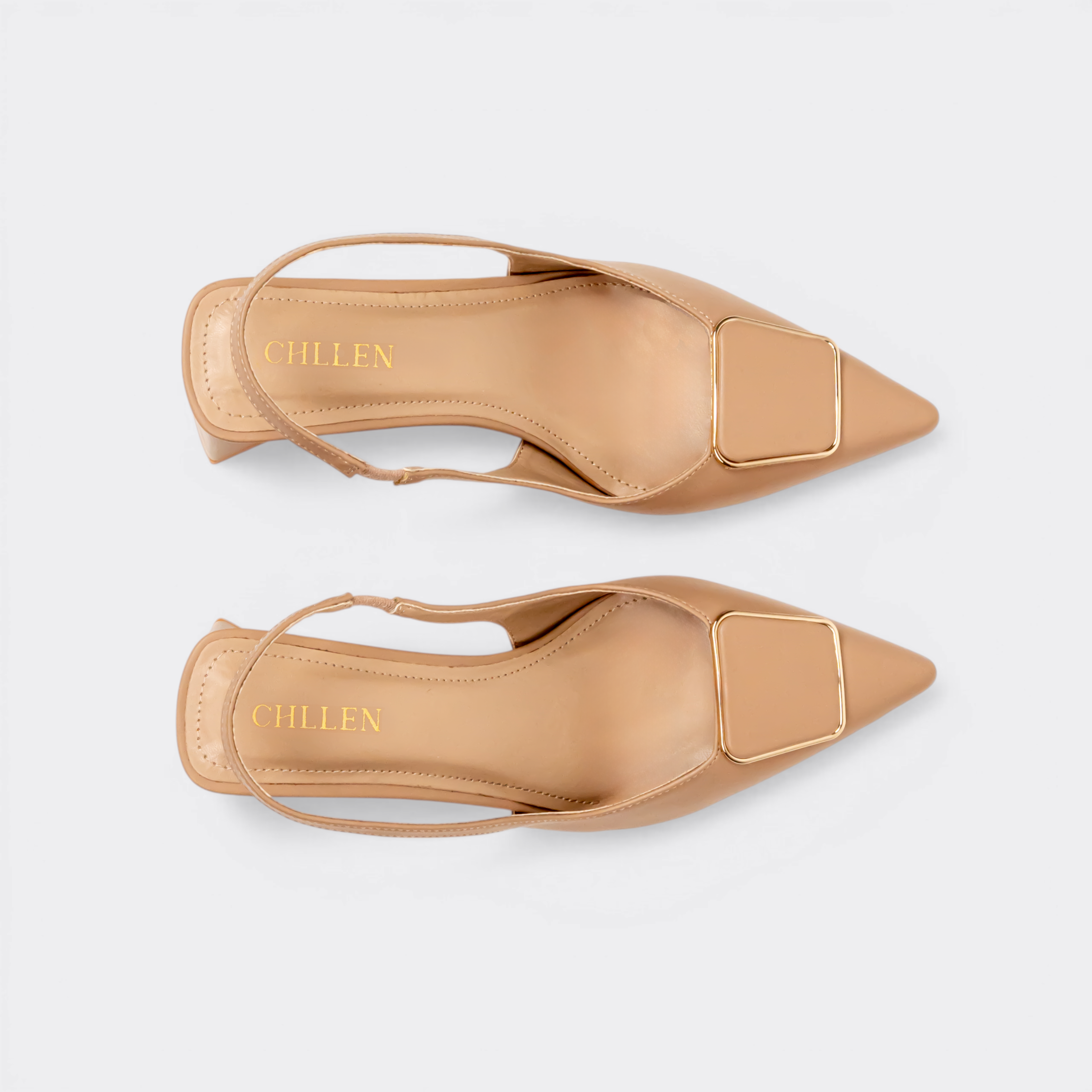 CHLLEN Nude Elegance Slingback Mule Flats
