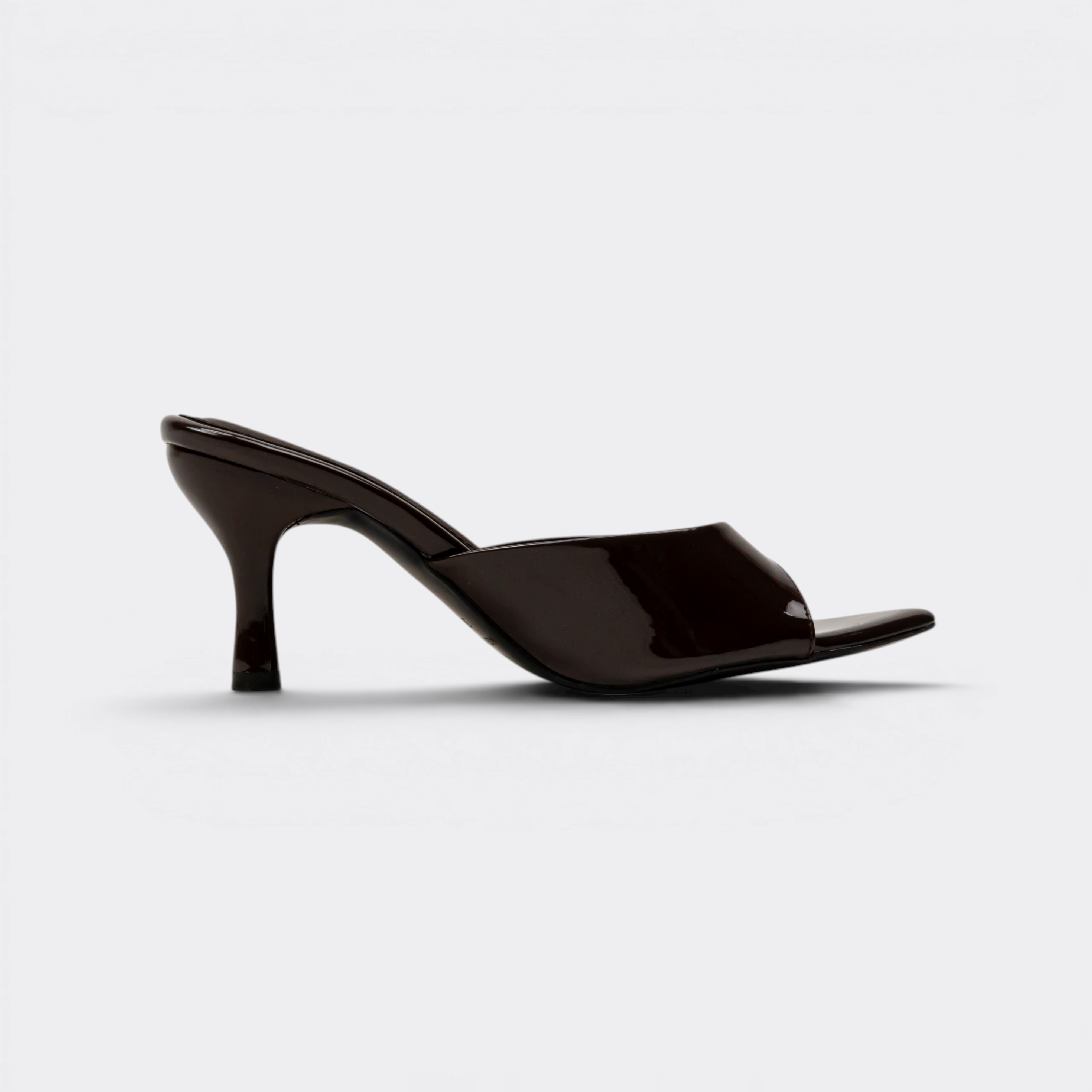 CHLLEN Cocoa Gloss Pointed Mule Heels