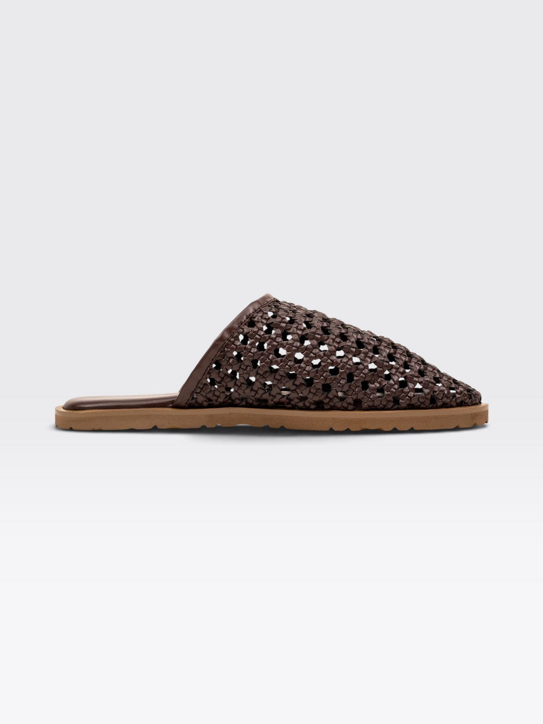 CHLLEN Brown Woven Closed Toe Mule Flats