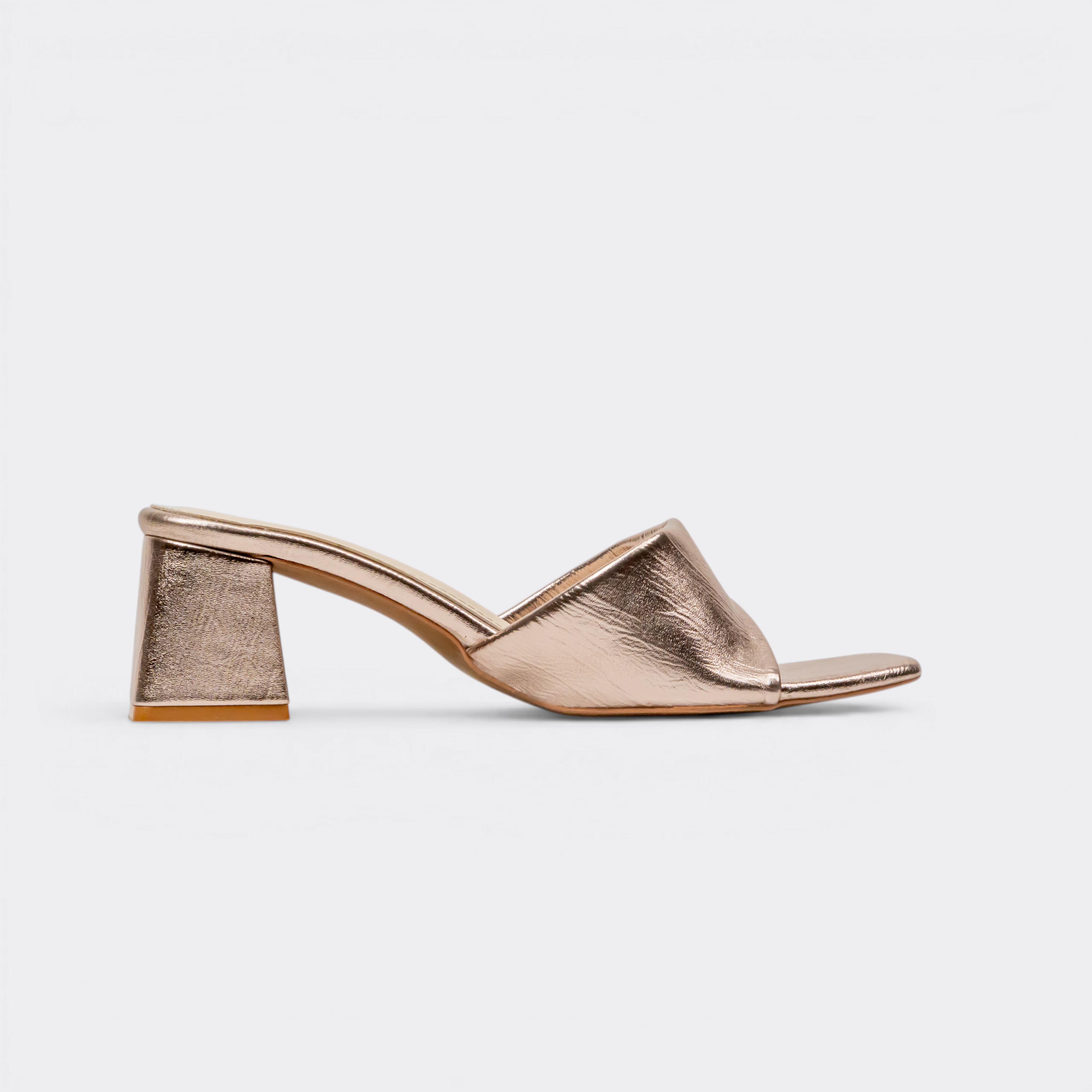 CHLLEN Rose Gold Cross Strap Block Heels