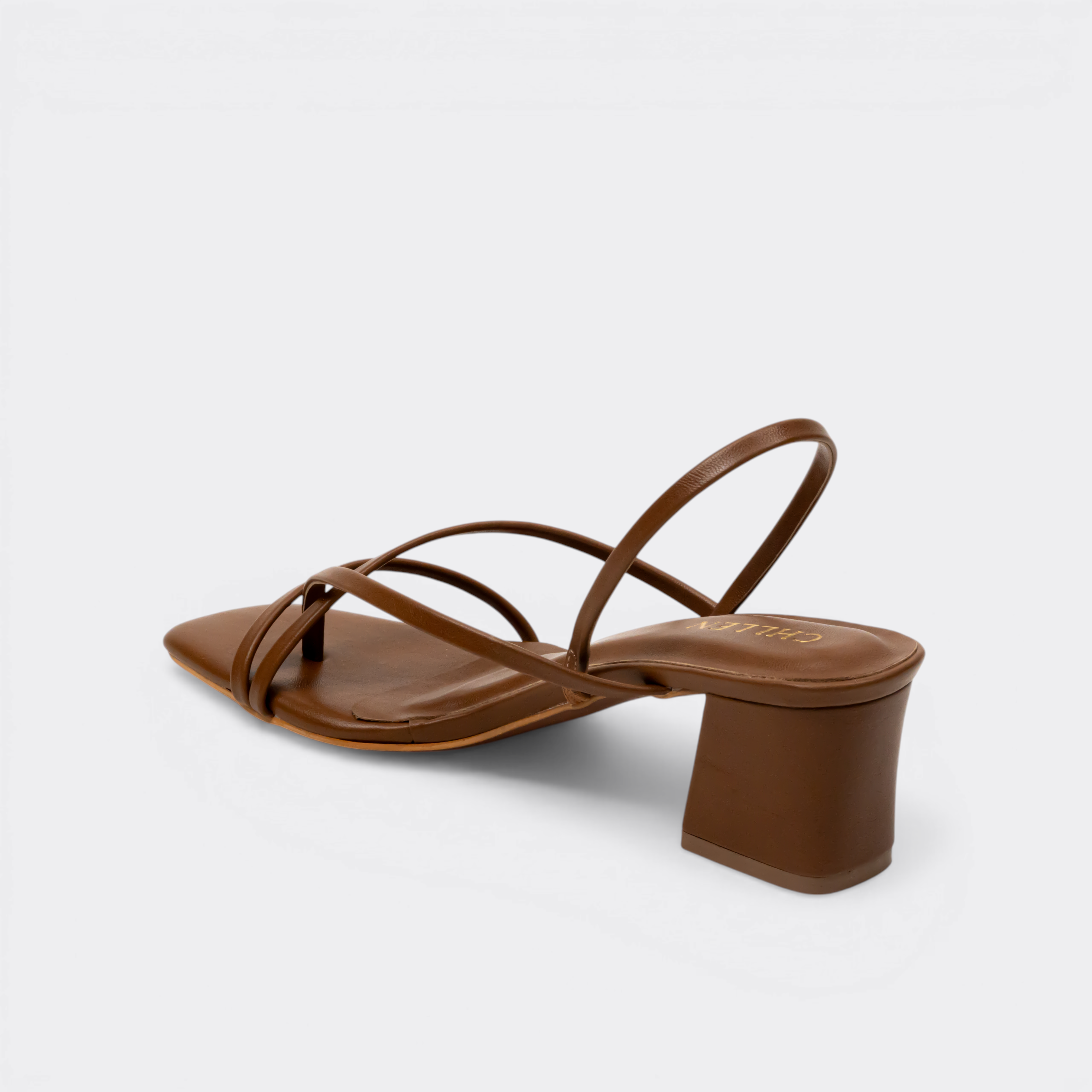CHLLEN Cocoa Minimal Strap Slingback Heels