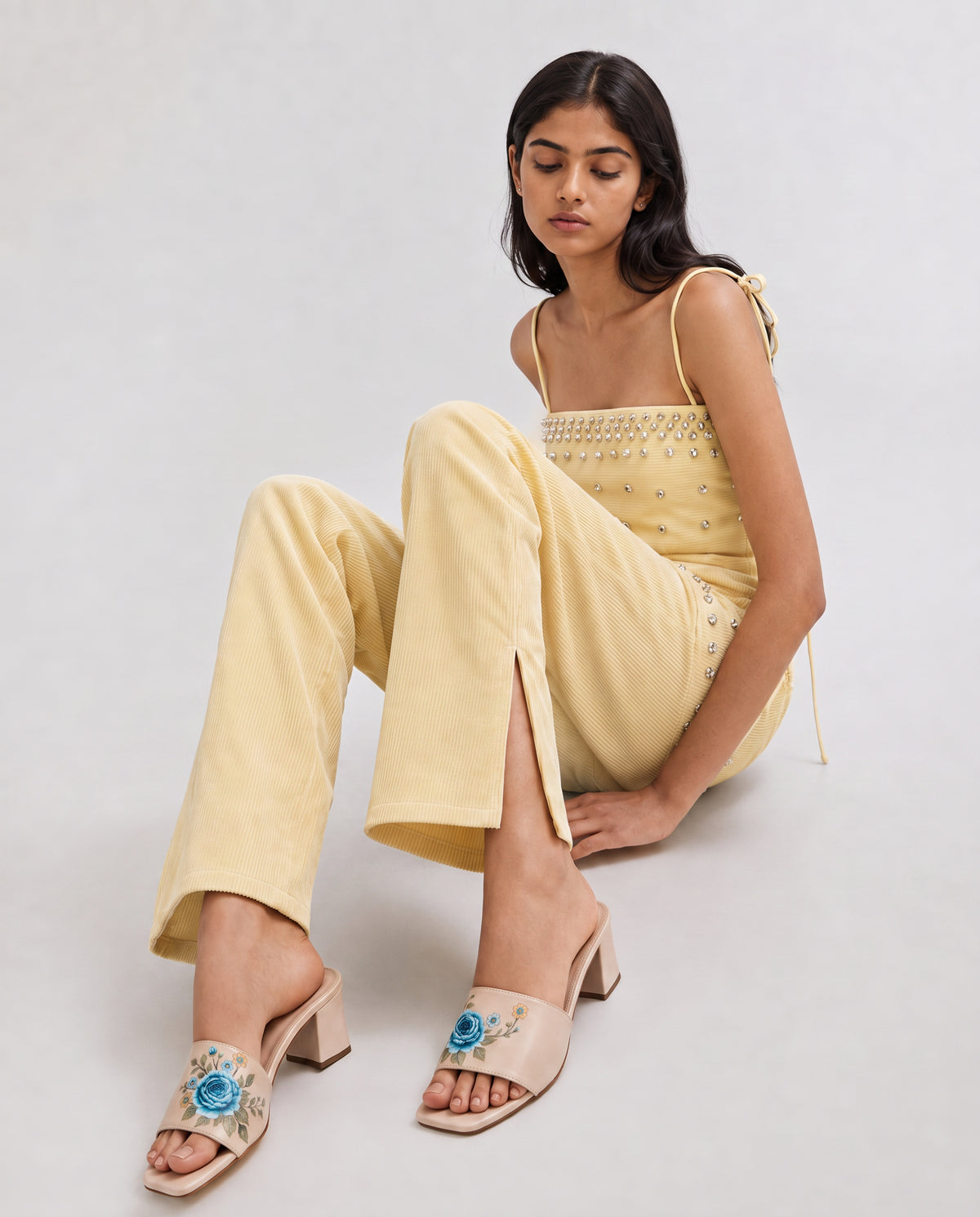 CHLLEN WILDBLOOM Azure Bloom Hand-Painted Block Heel