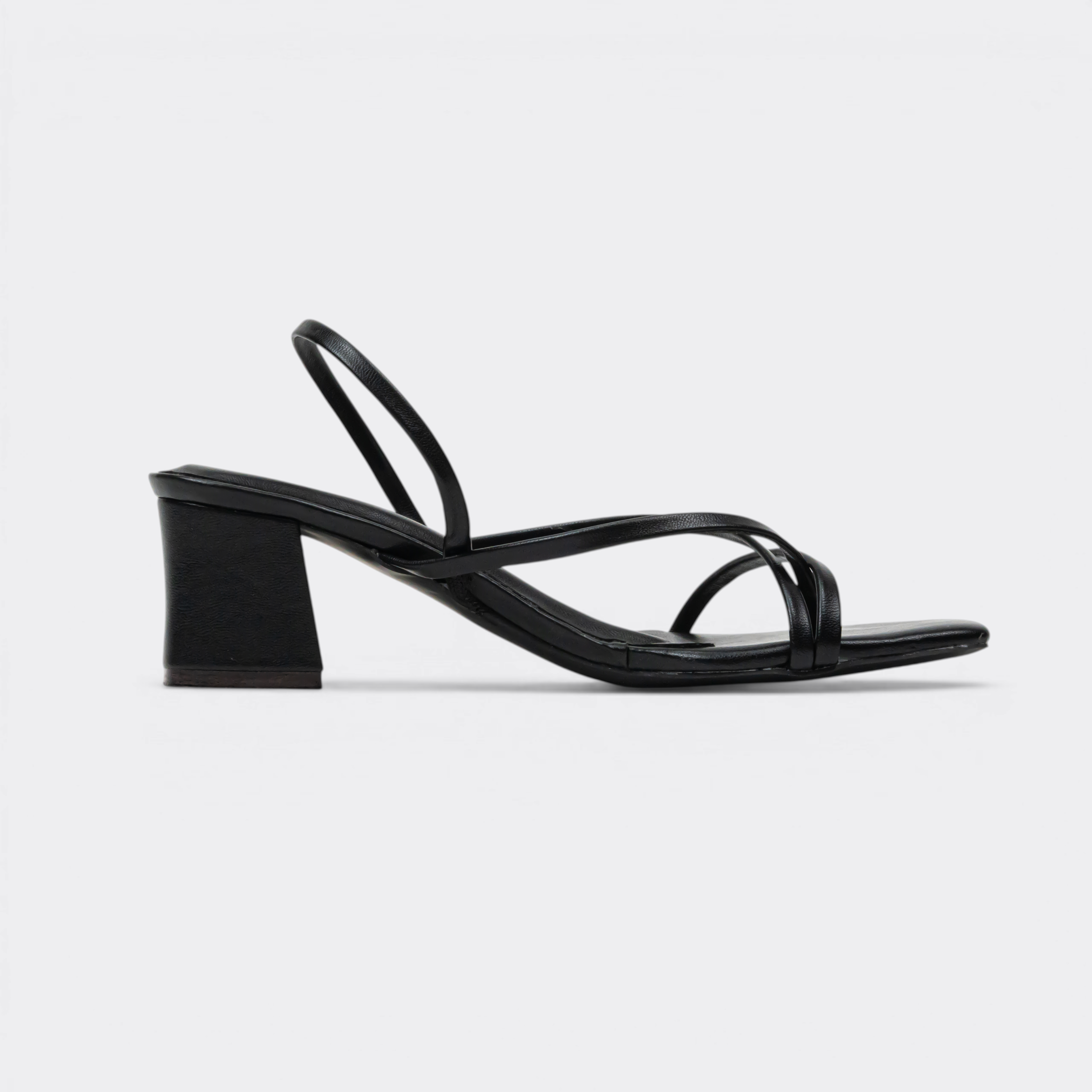 CHLLEN Noir Minimal Strap Slingback Heels