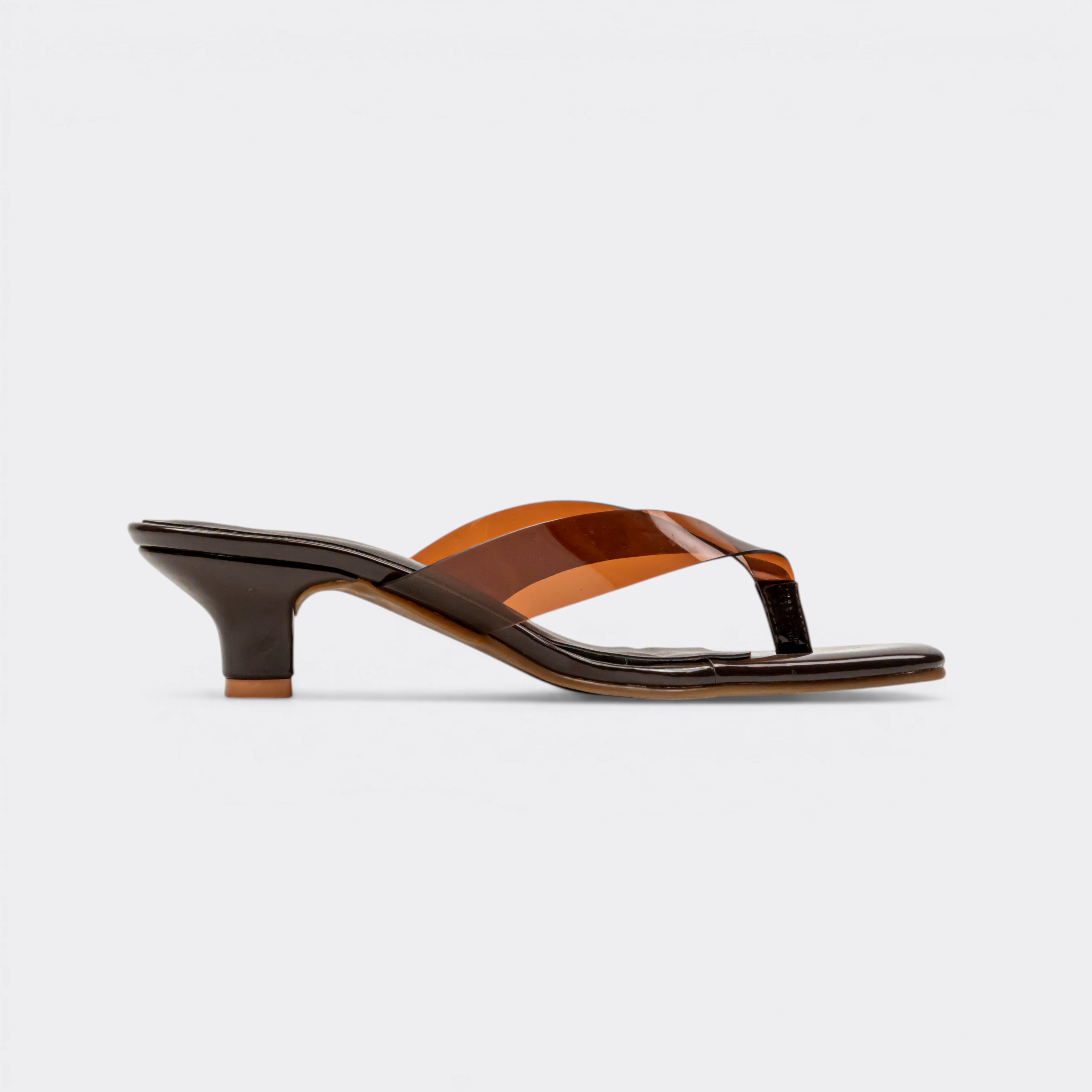 CHLLEN Cocoa Transparent Strap Kitten Heels