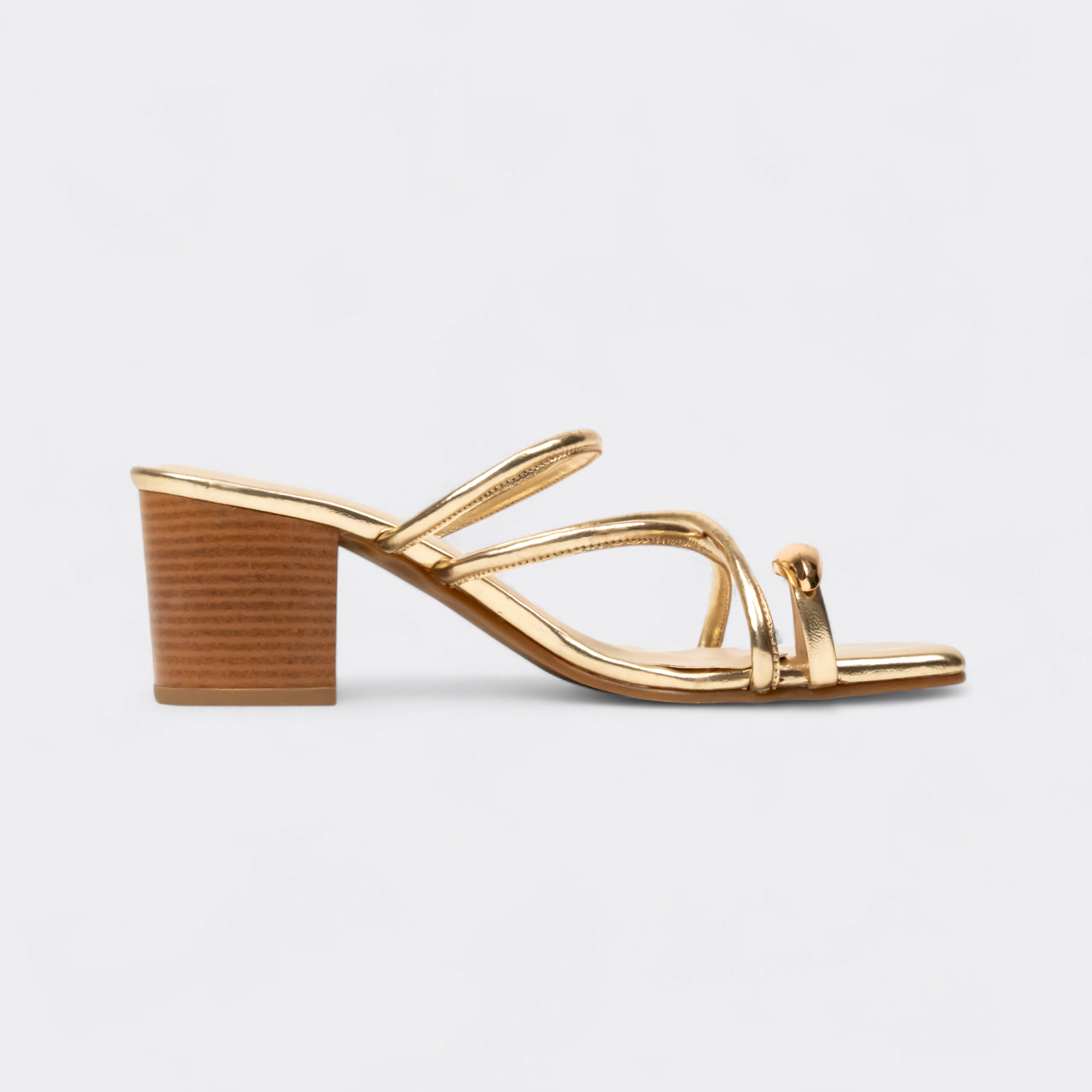 CHLLEN Pearl Gold Twist Strap Sandals