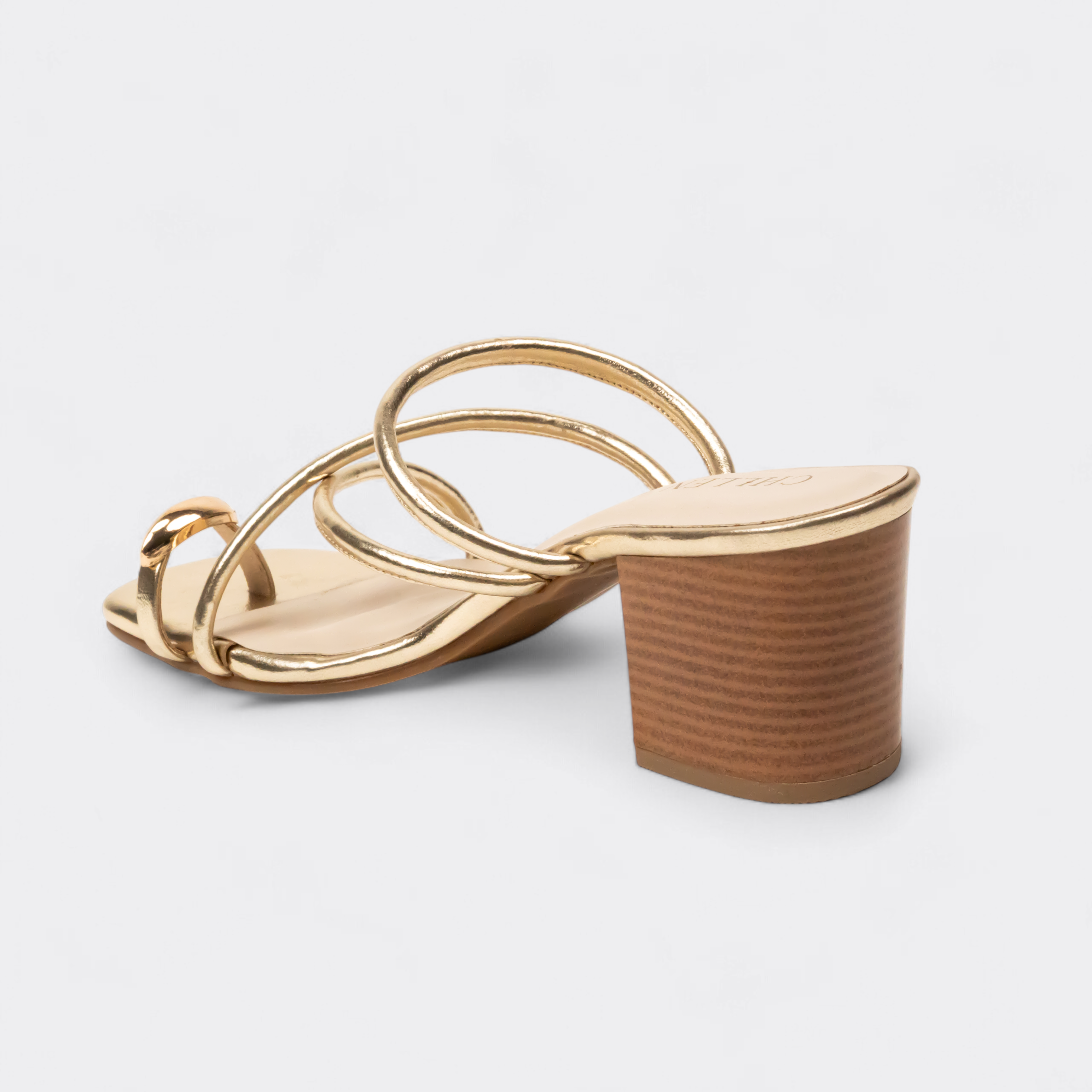 CHLLEN Pearl Gold Twist Strap Sandals