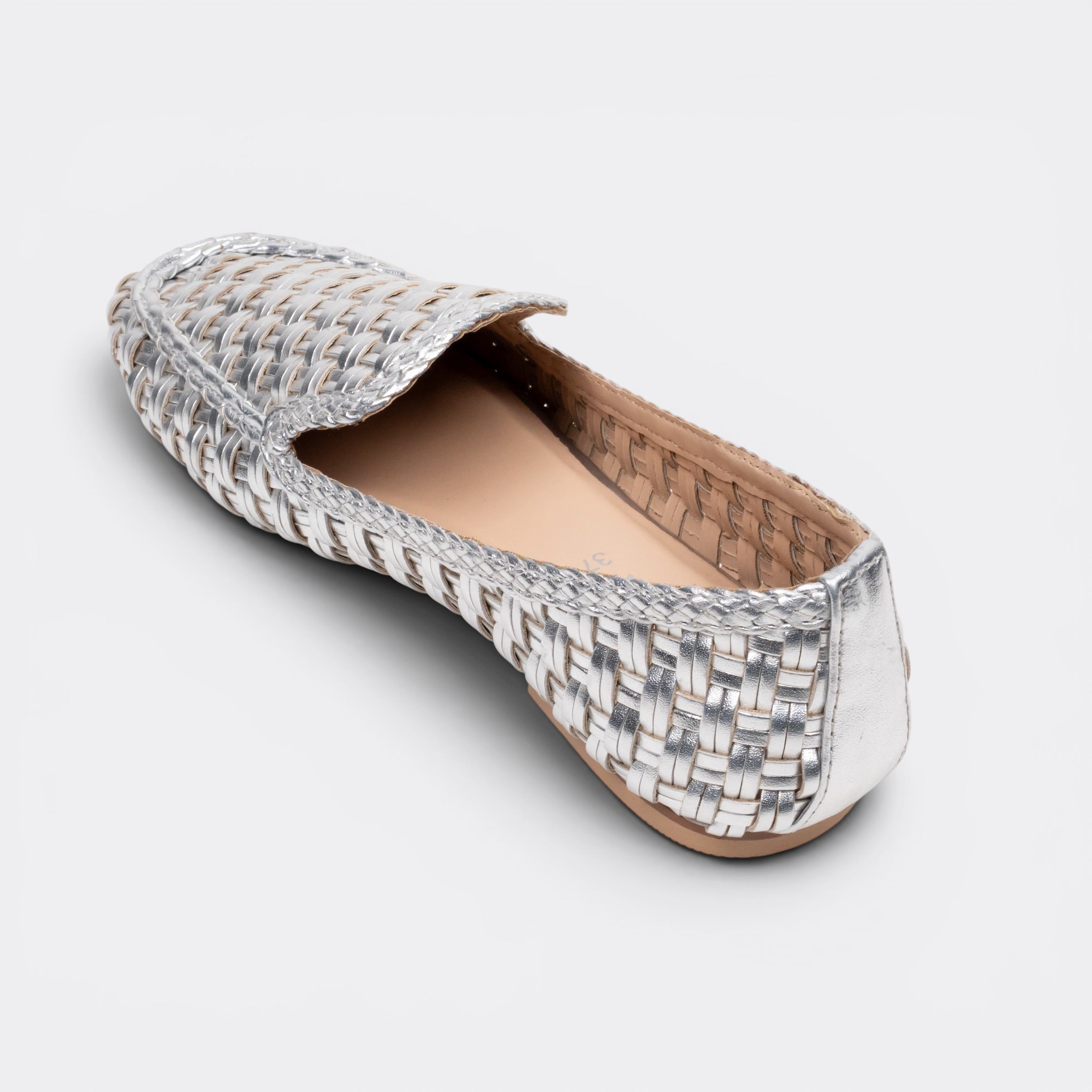 CHLLEN Celeste Woven Metallic Loafer Flats – Silver