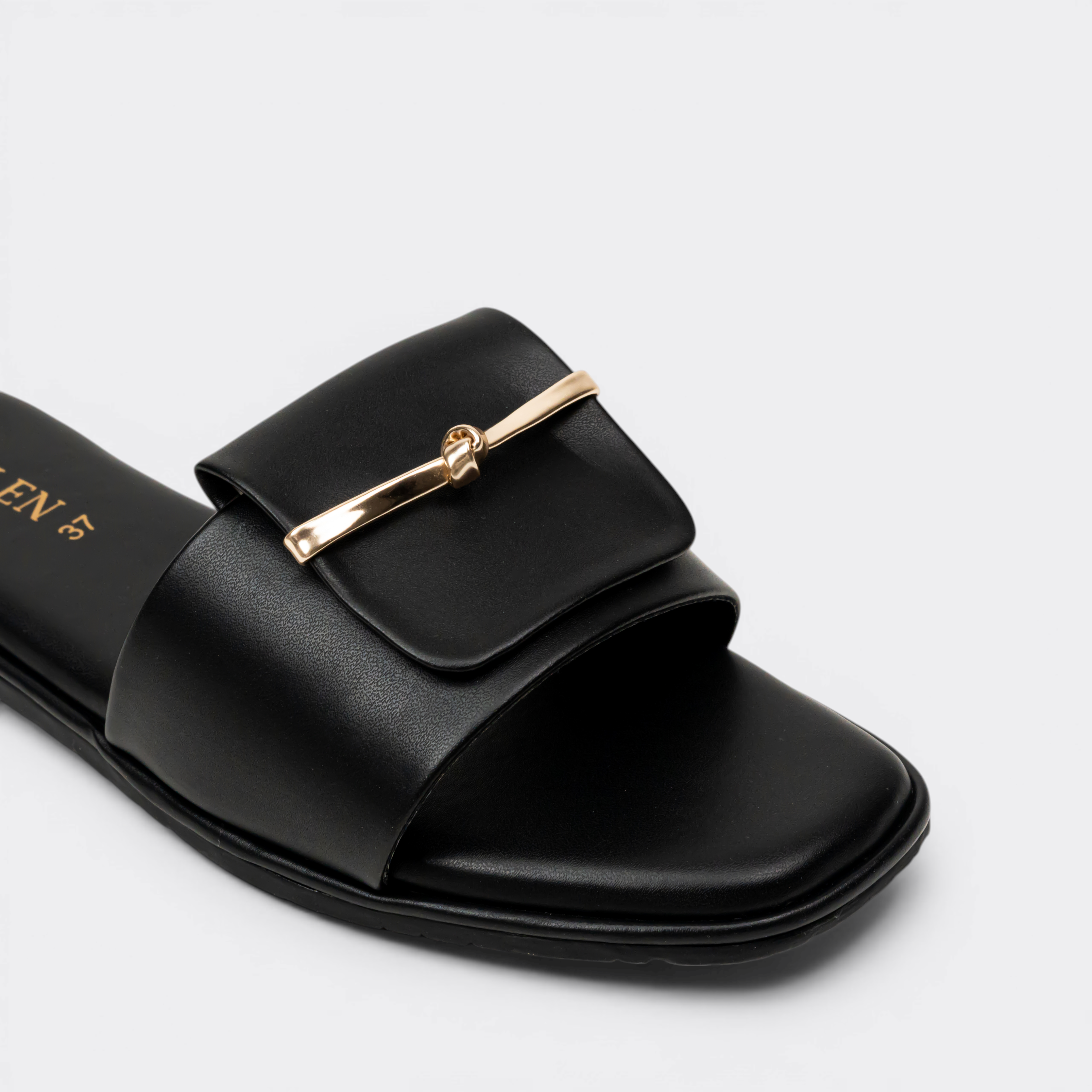 CHLLEN Noir Gold Bar Minimalist Flats