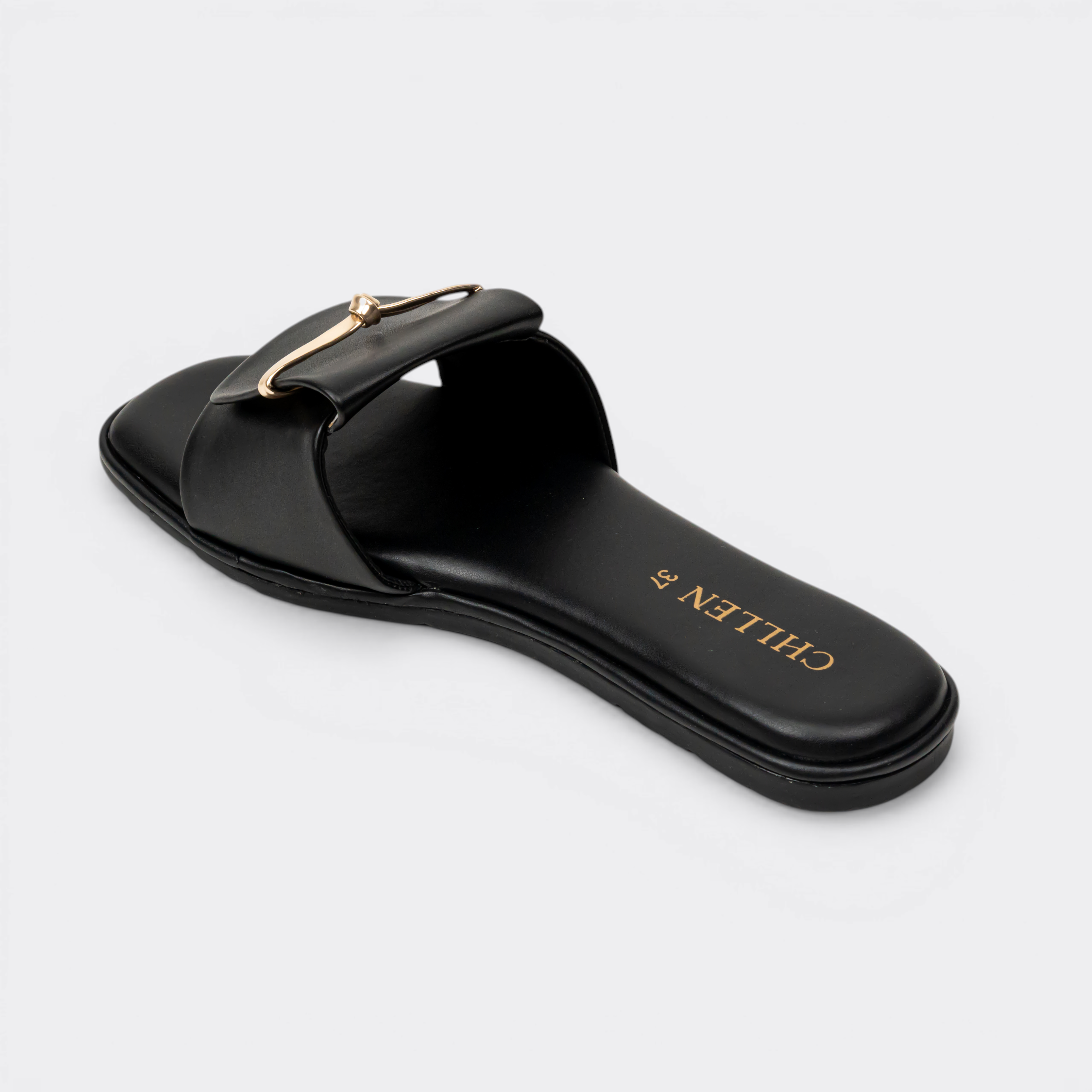 CHLLEN Noir Gold Bar Minimalist Flats