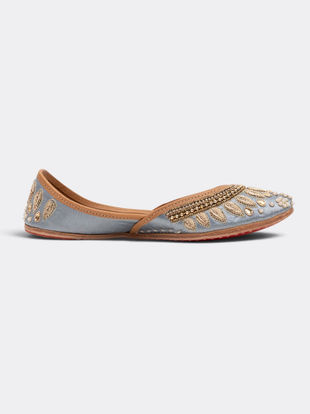 CHLLEN Women Ice Blue Embellished Jutti