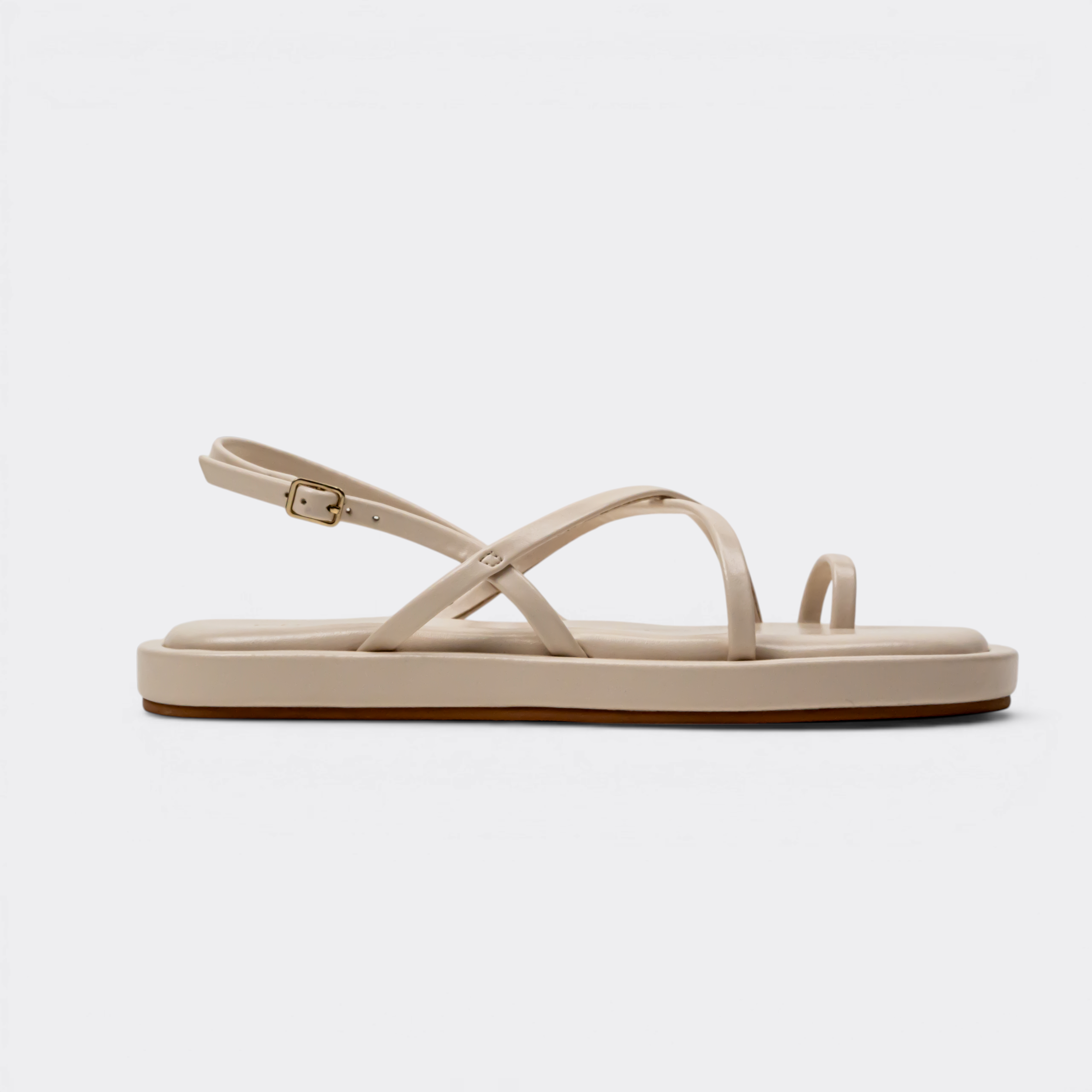 CHLLEN Nude Bare-Strap Toe-Ring Slingback Flats