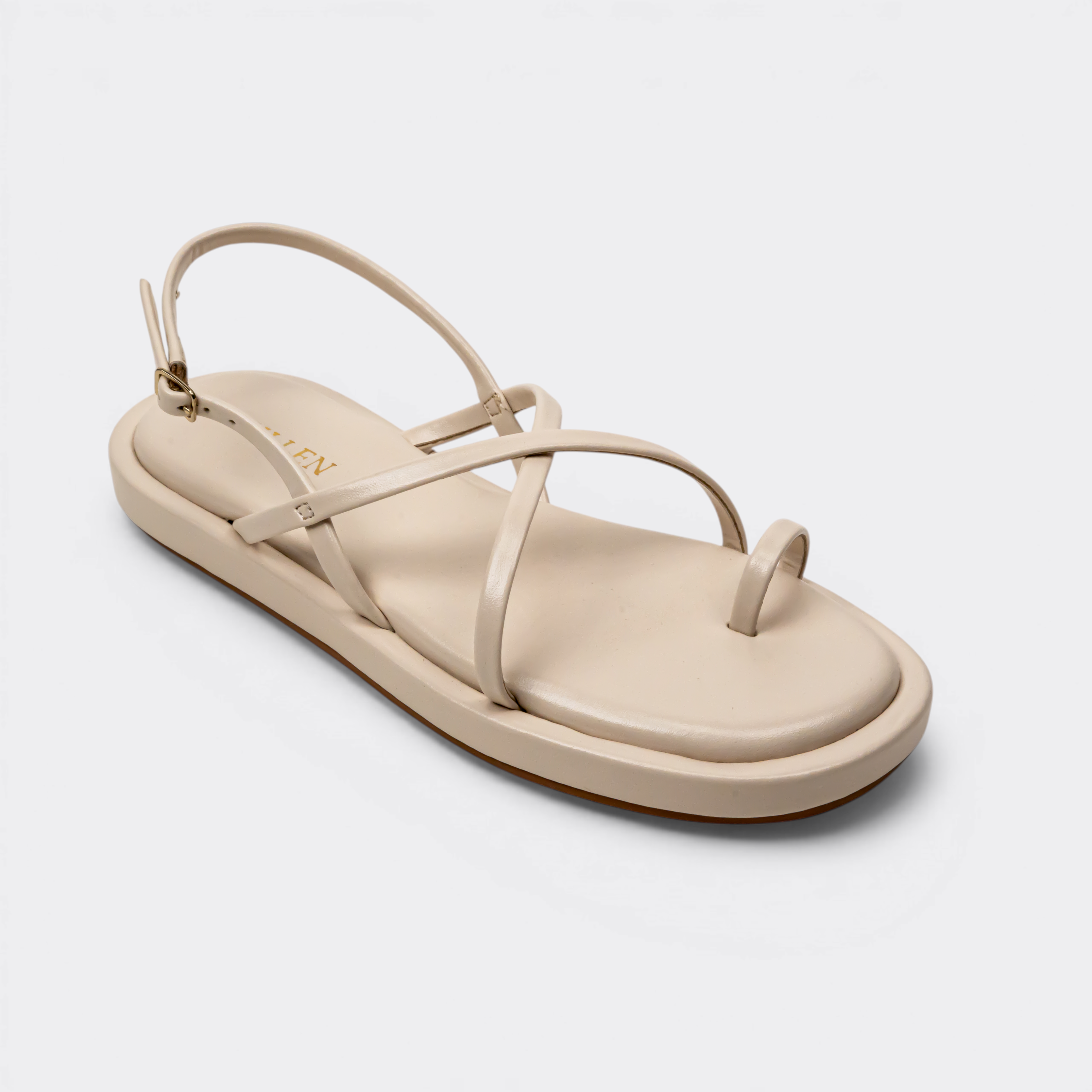 CHLLEN Nude Bare-Strap Toe-Ring Slingback Flats