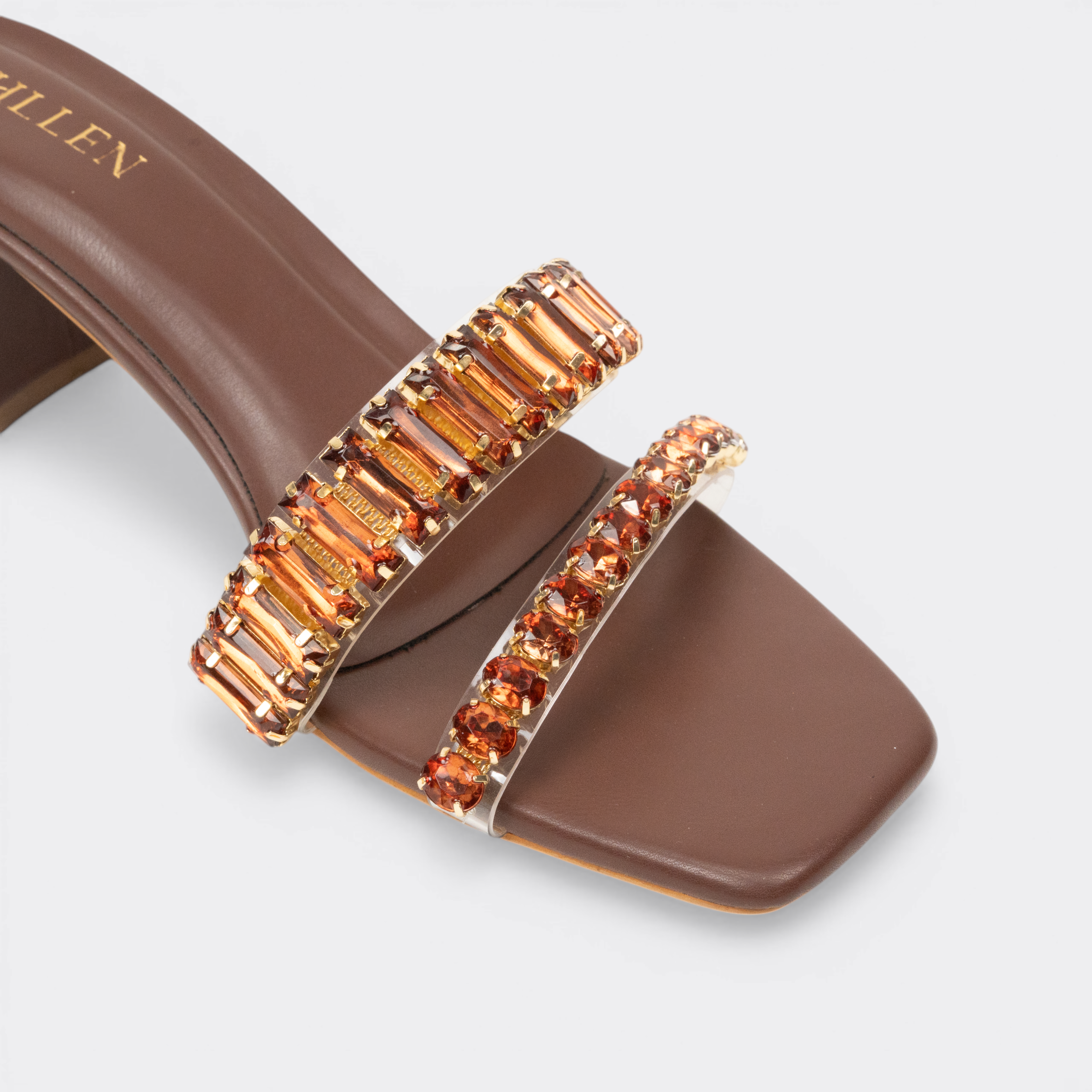 Chllen Ember Crystal Strap Block Heel