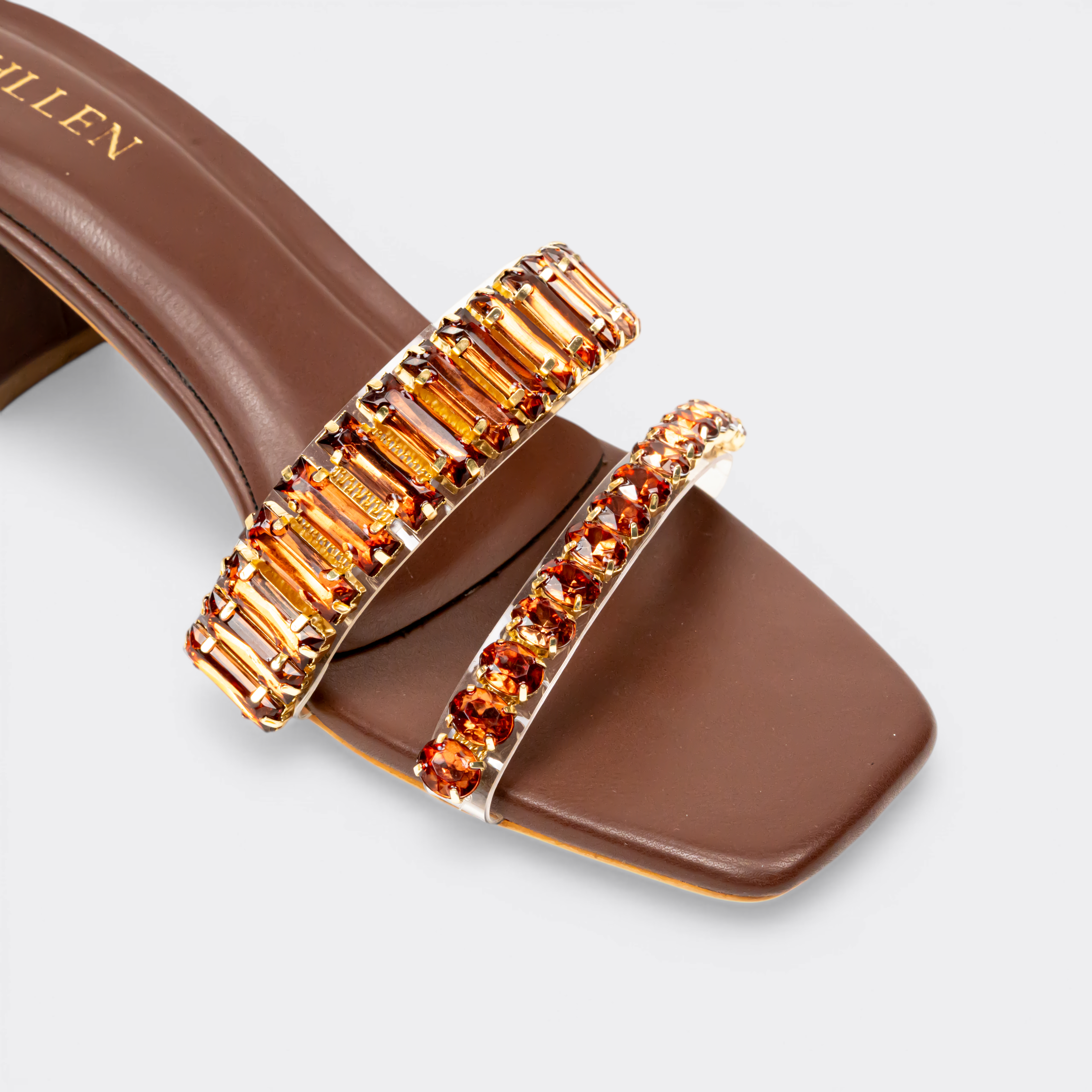 Chllen Ember Crystal Strap Block Heel