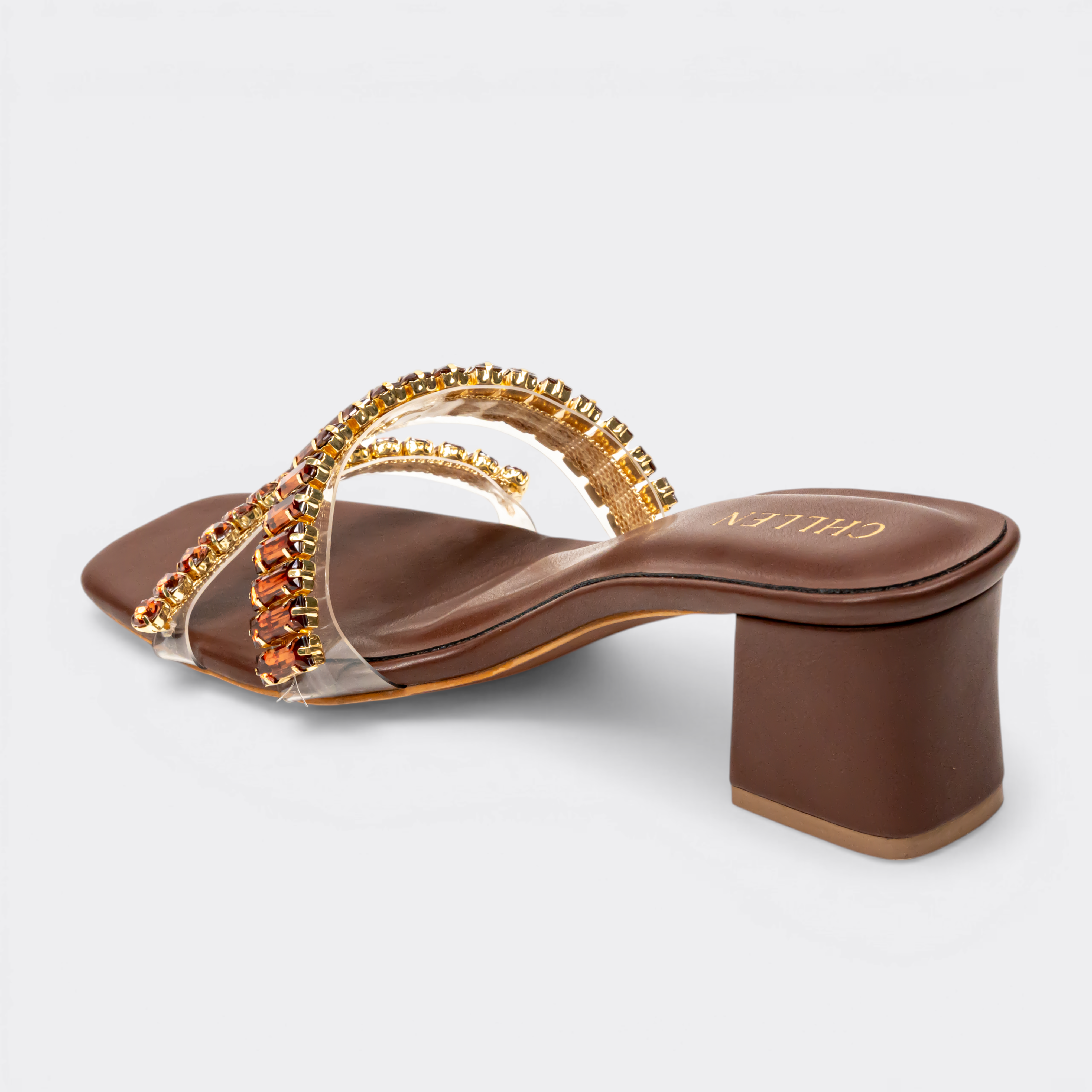 Chllen Ember Crystal Strap Block Heel