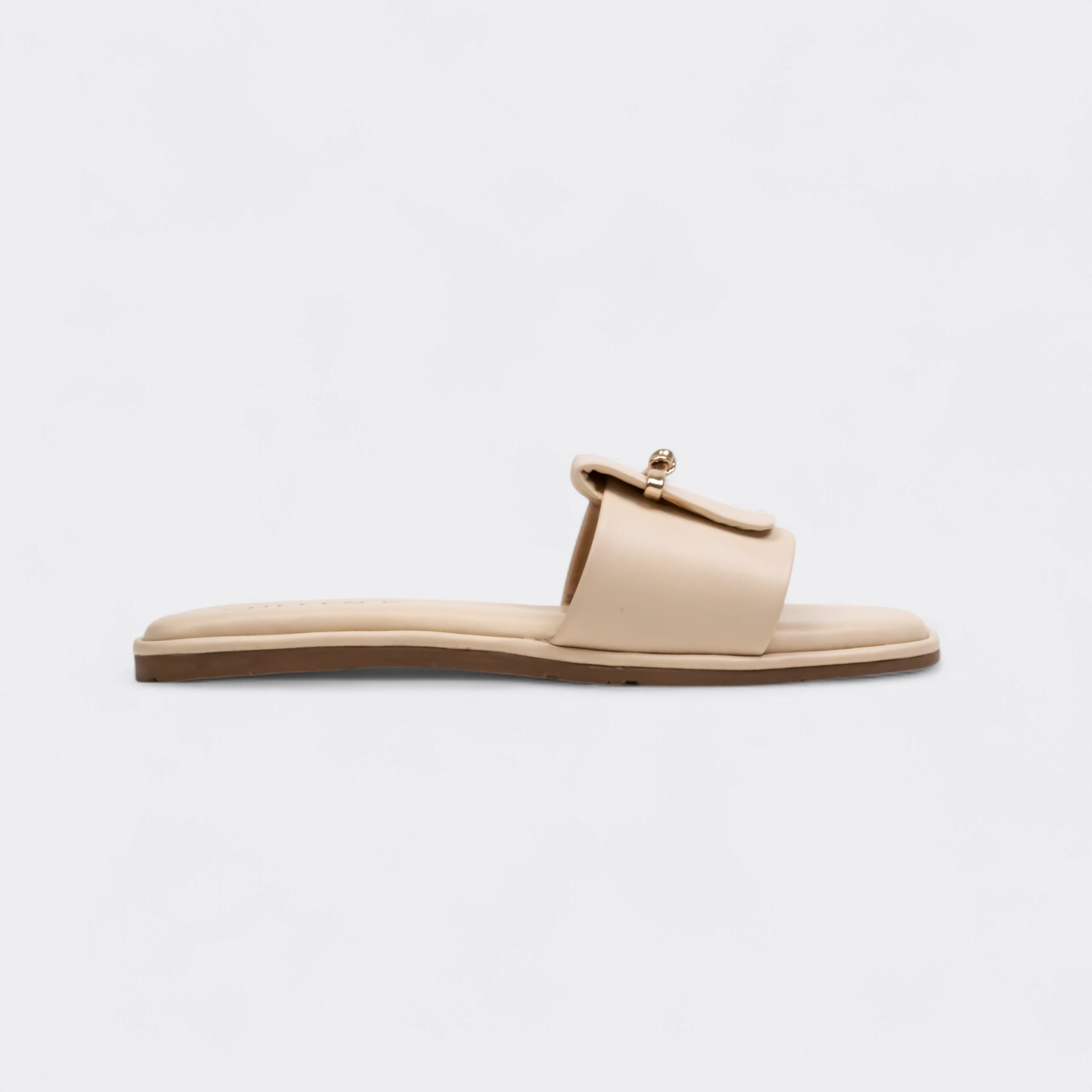 CHLLEN Beige Gold Bar Minimalist Flats
