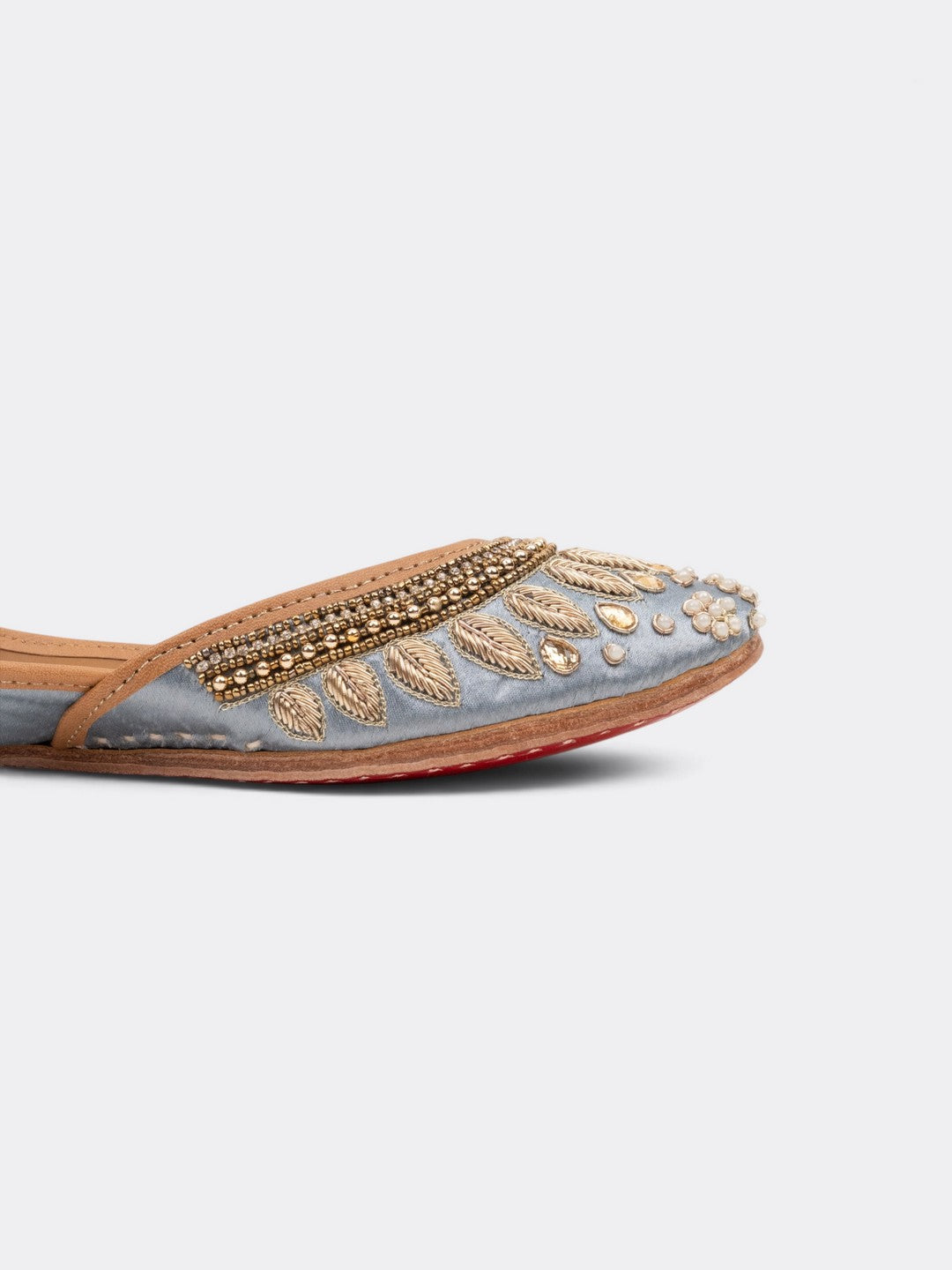 CHLLEN Women Ice Blue Embellished Jutti