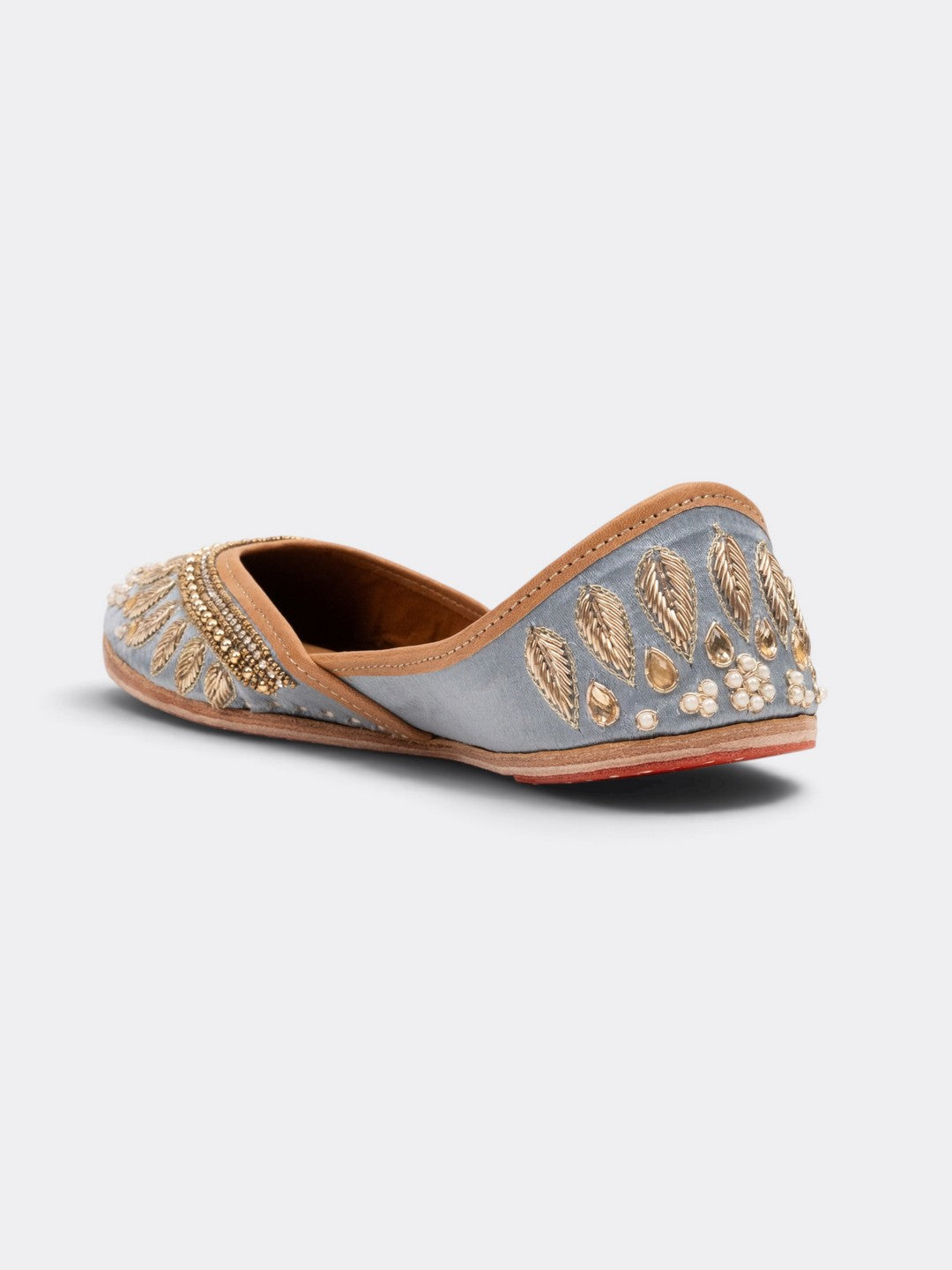 CHLLEN Women Ice Blue Embellished Jutti