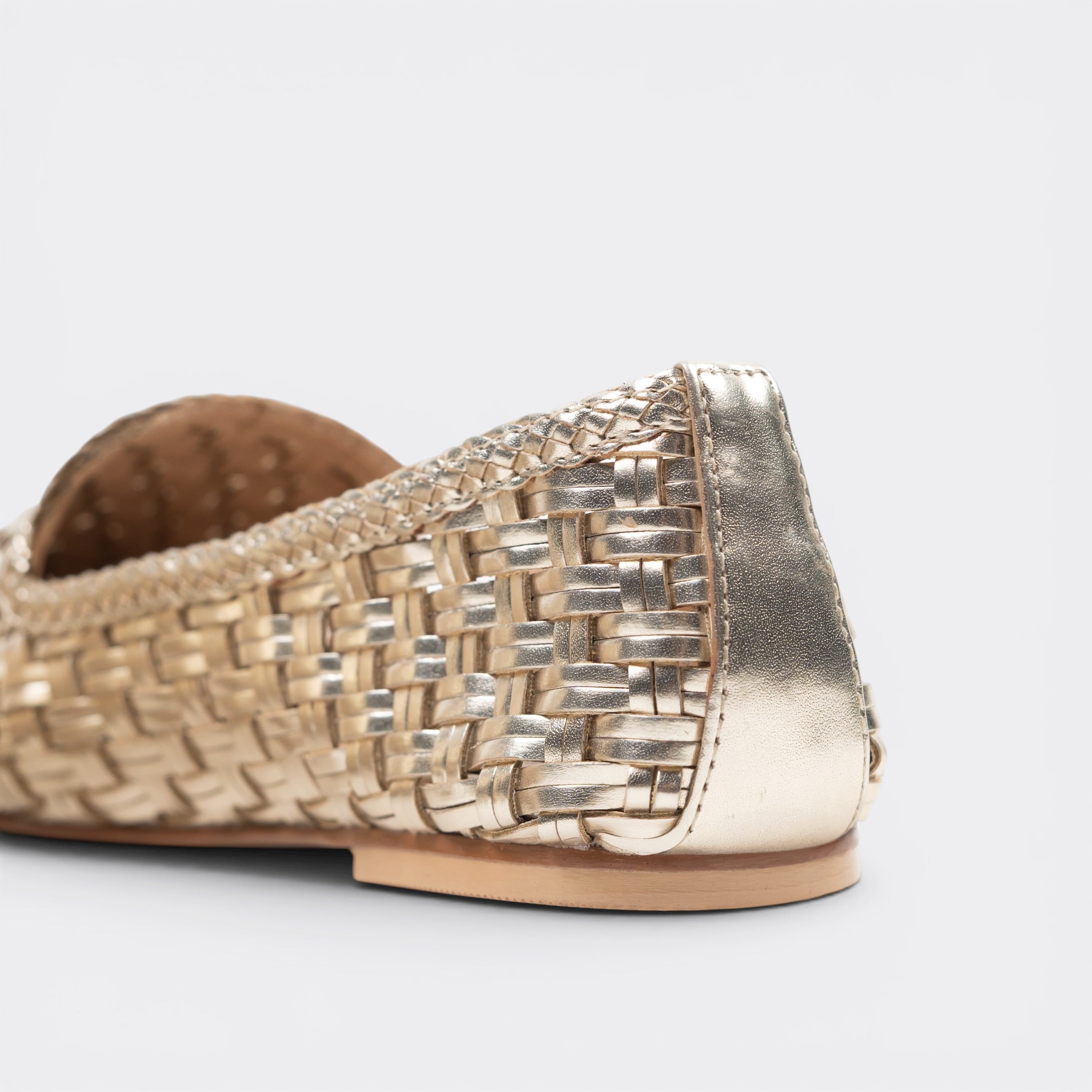 CHLLEN Celeste Woven Metallic Loafer Flats – Champagne Gold