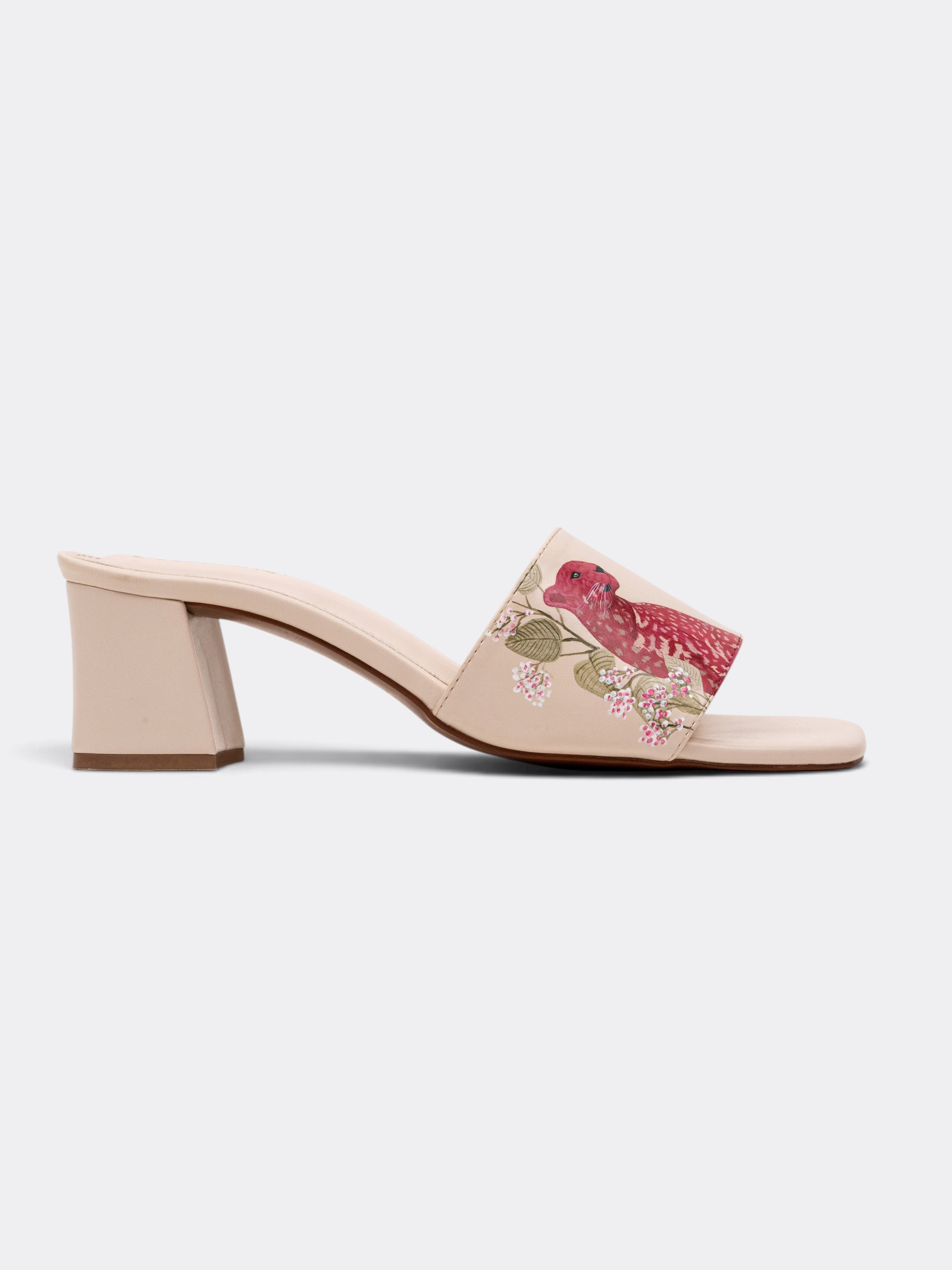 CHLLEN WILDBLOOM Crimson Wild Hand-Painted Block Heel