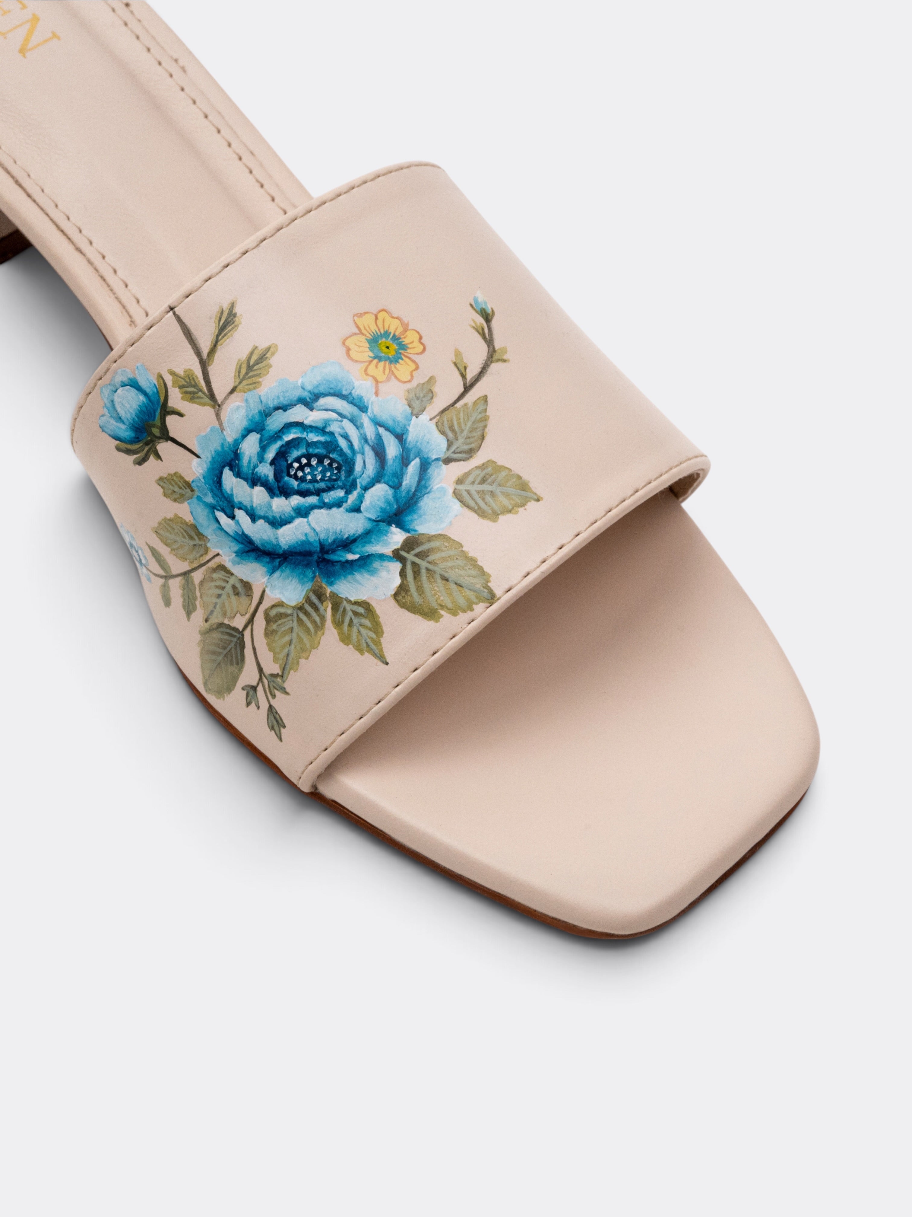 CHLLEN WILDBLOOM Azure Bloom Hand-Painted Block Heel