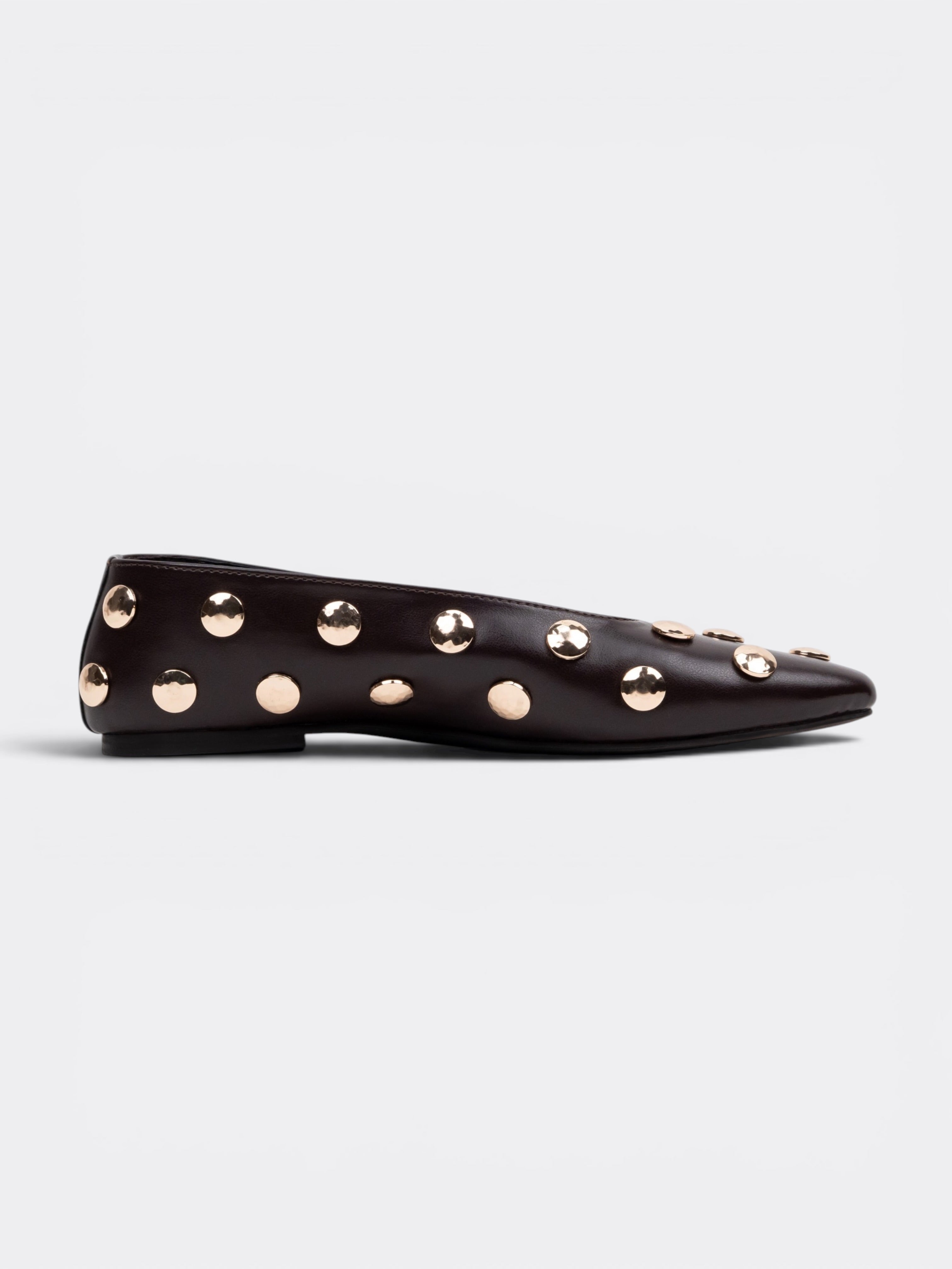 CHLLEN Noir Celeste Gold Stud Ballet Flats