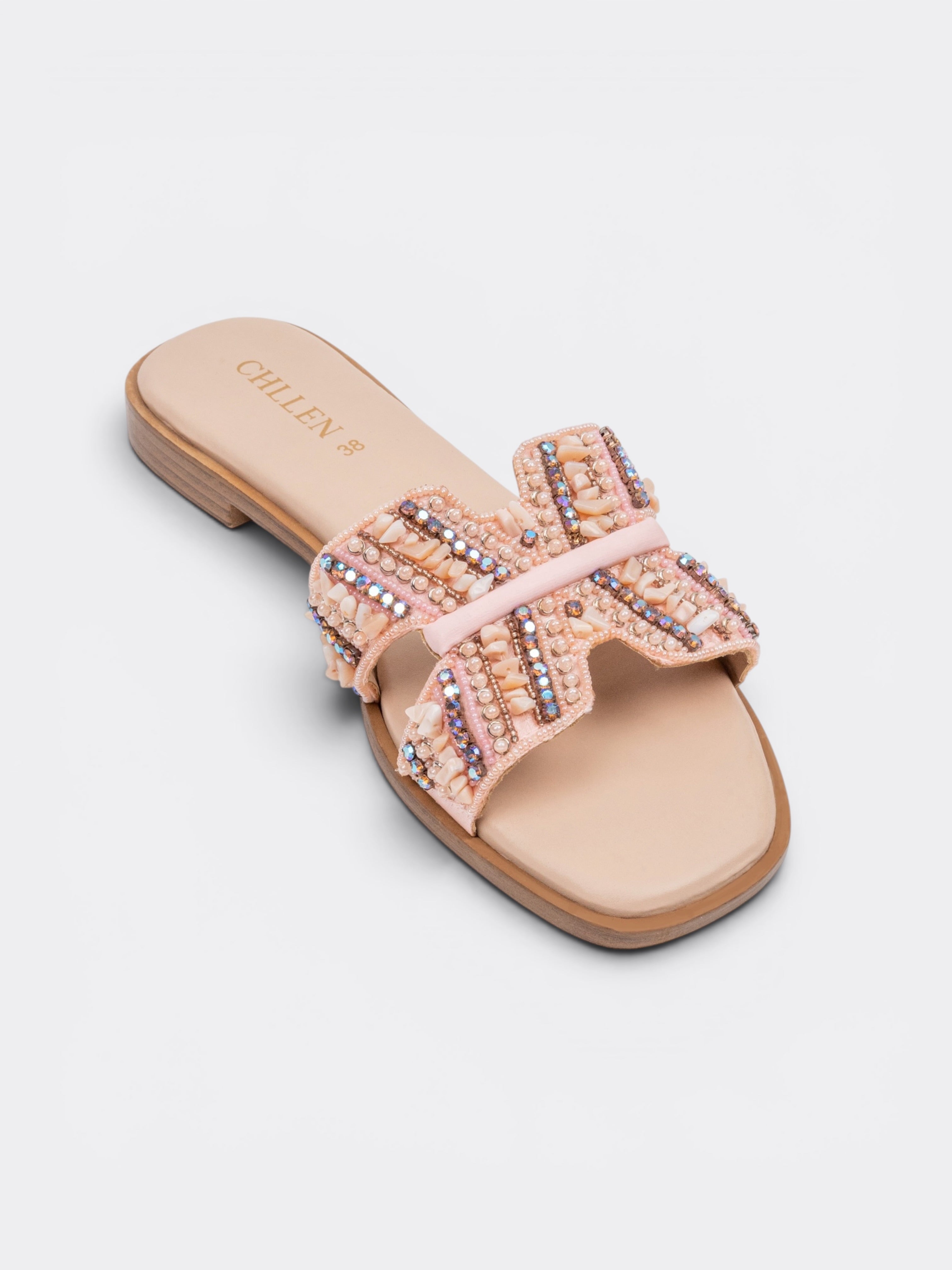 Blush Embellished Bow Flats