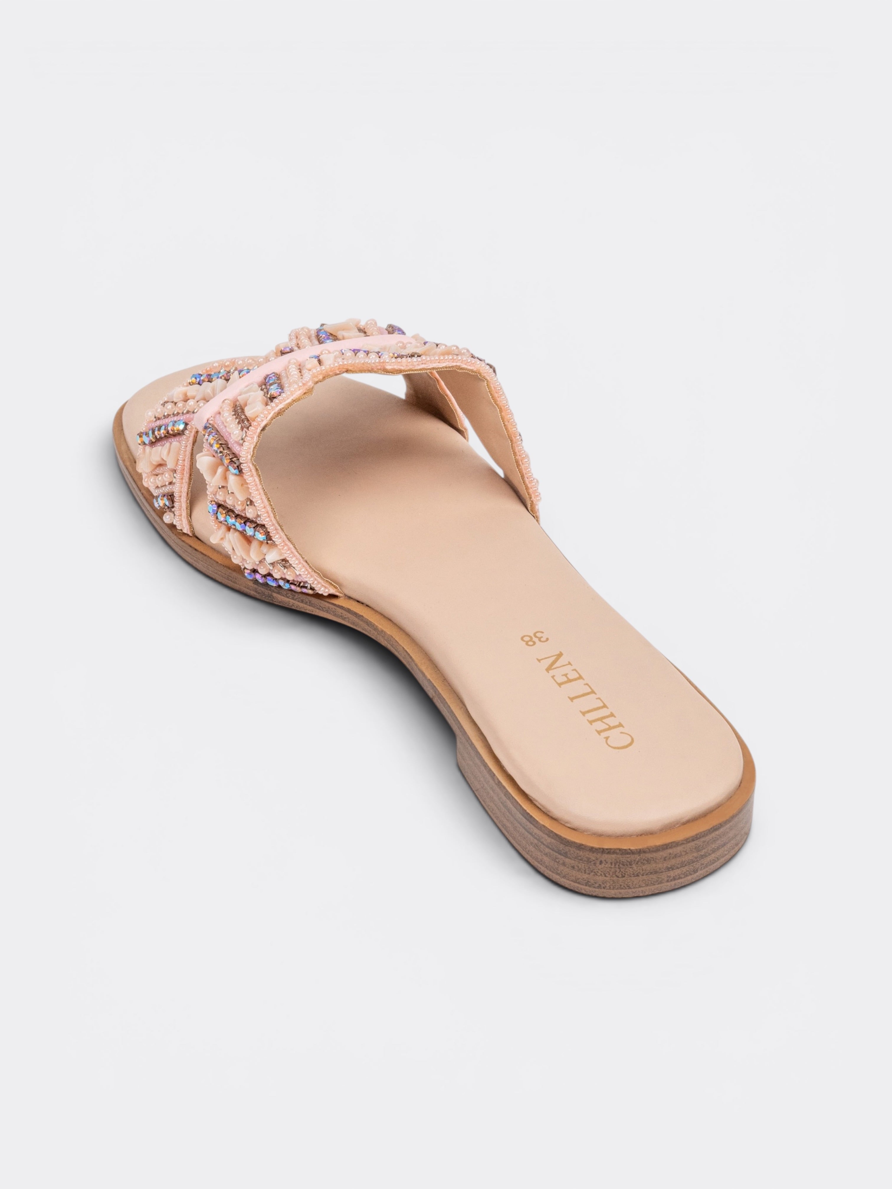 Blush Embellished Bow Flats