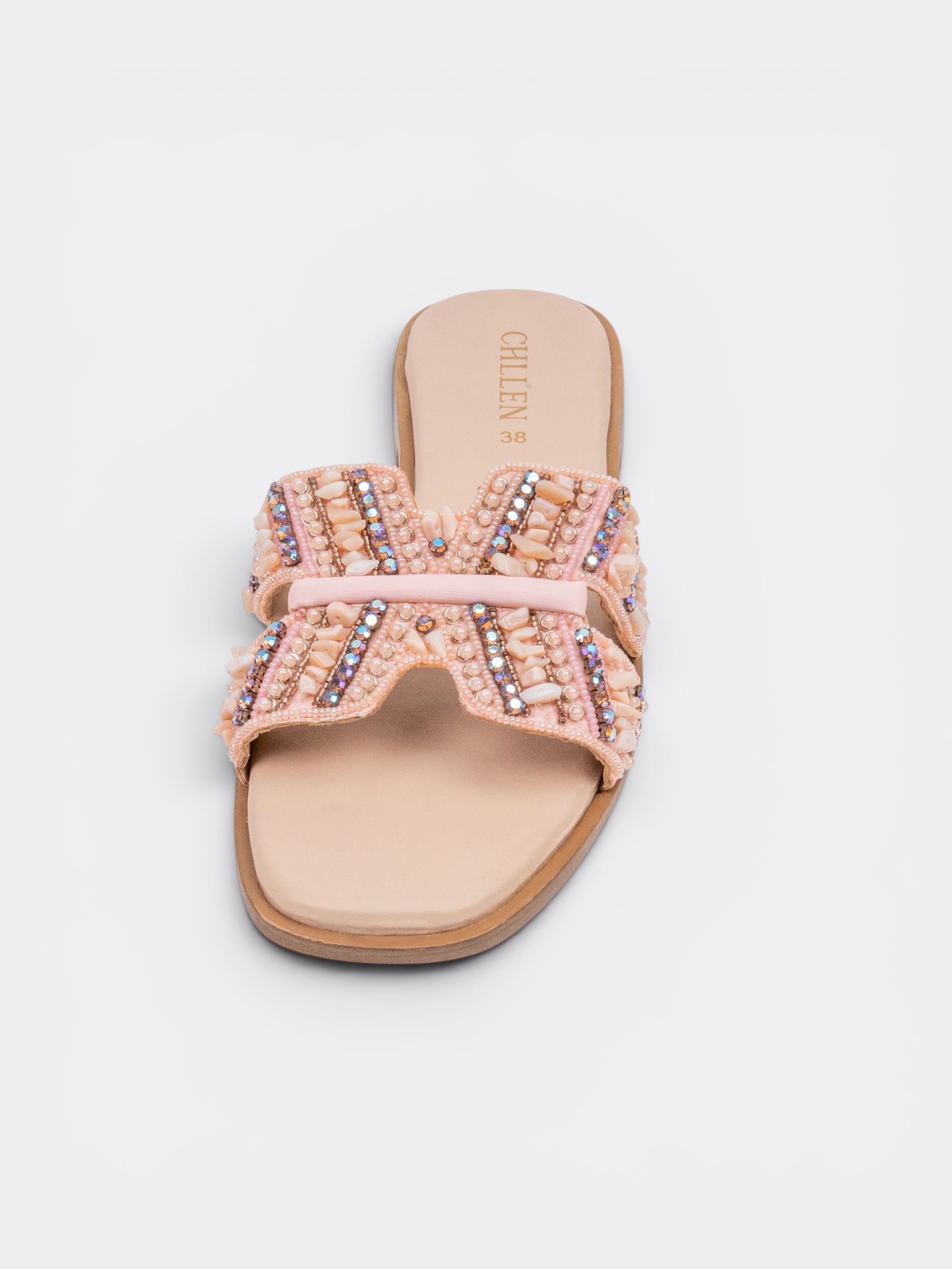 Blush Embellished Bow Flats