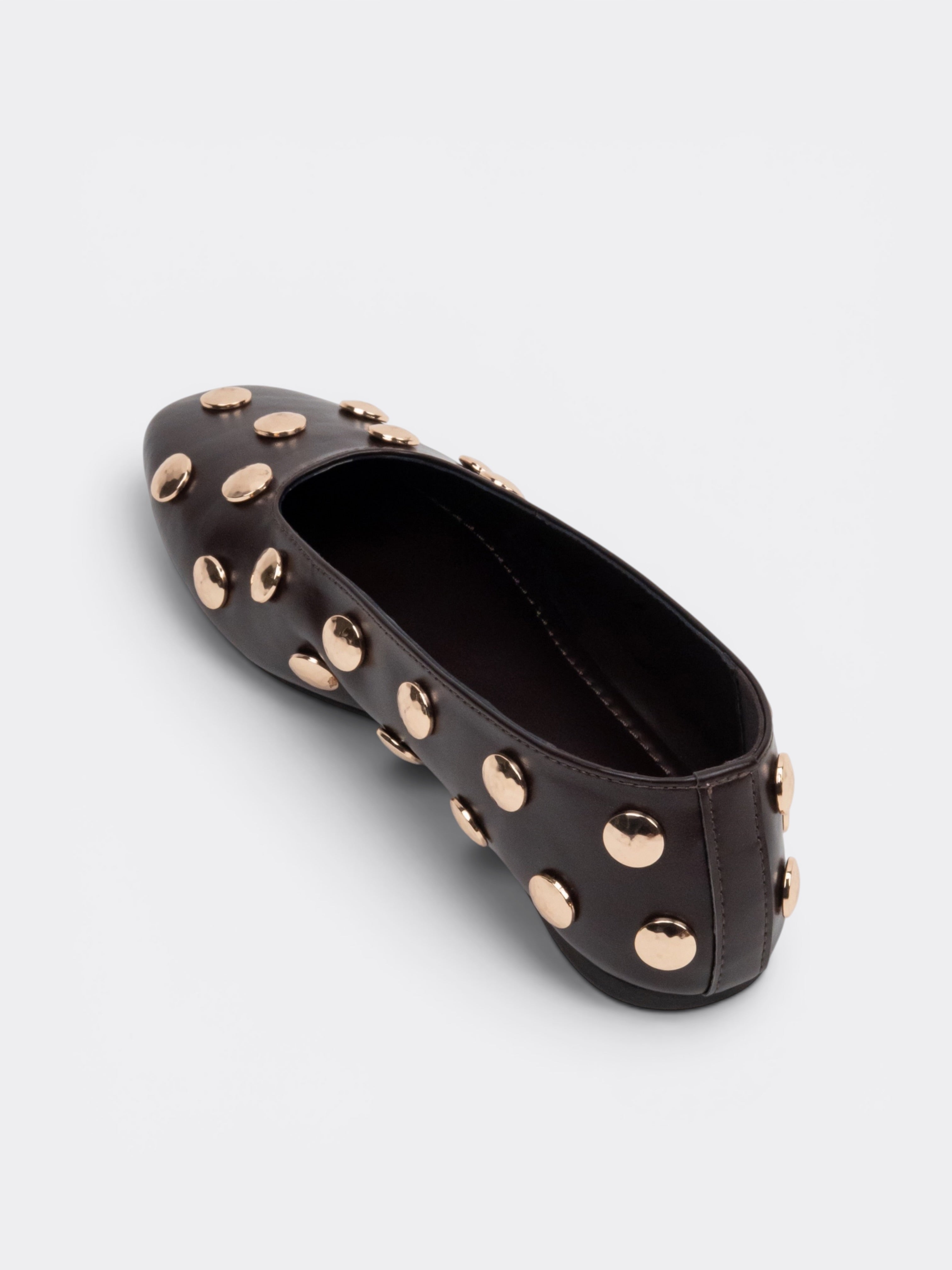 CHLLEN Noir Celeste Gold Stud Ballet Flats