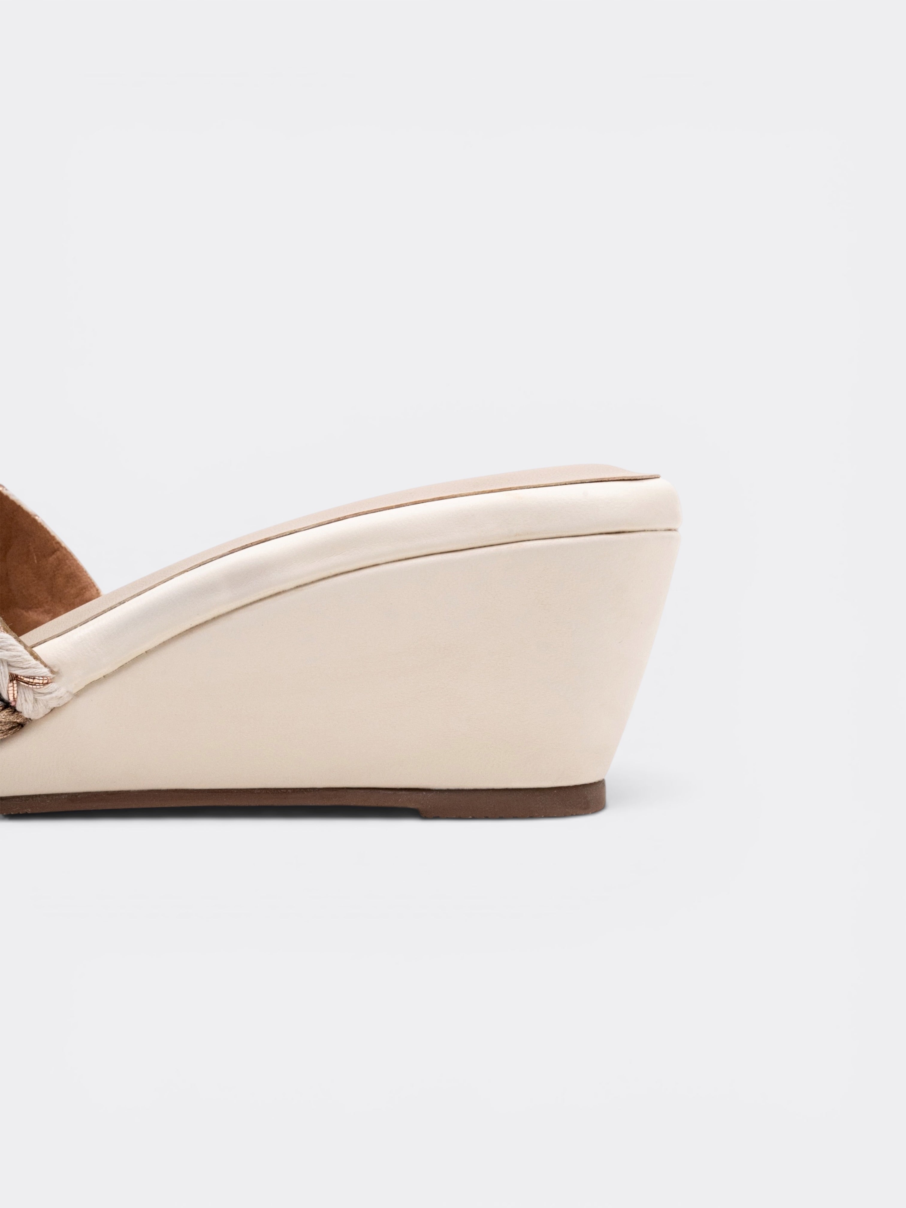 Braided Cross Strap Wedge Slide Sandals – Ivory MultI