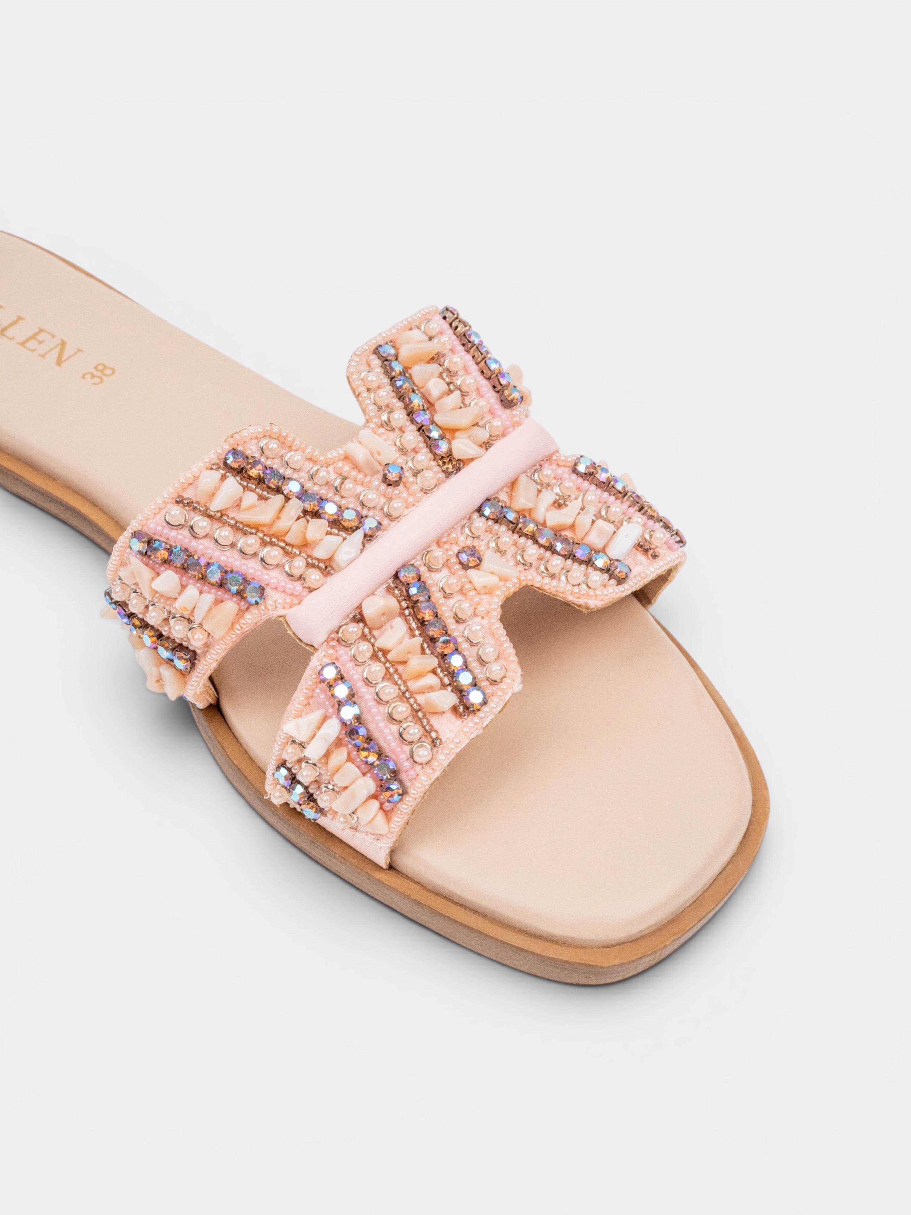Blush Embellished Bow Flats