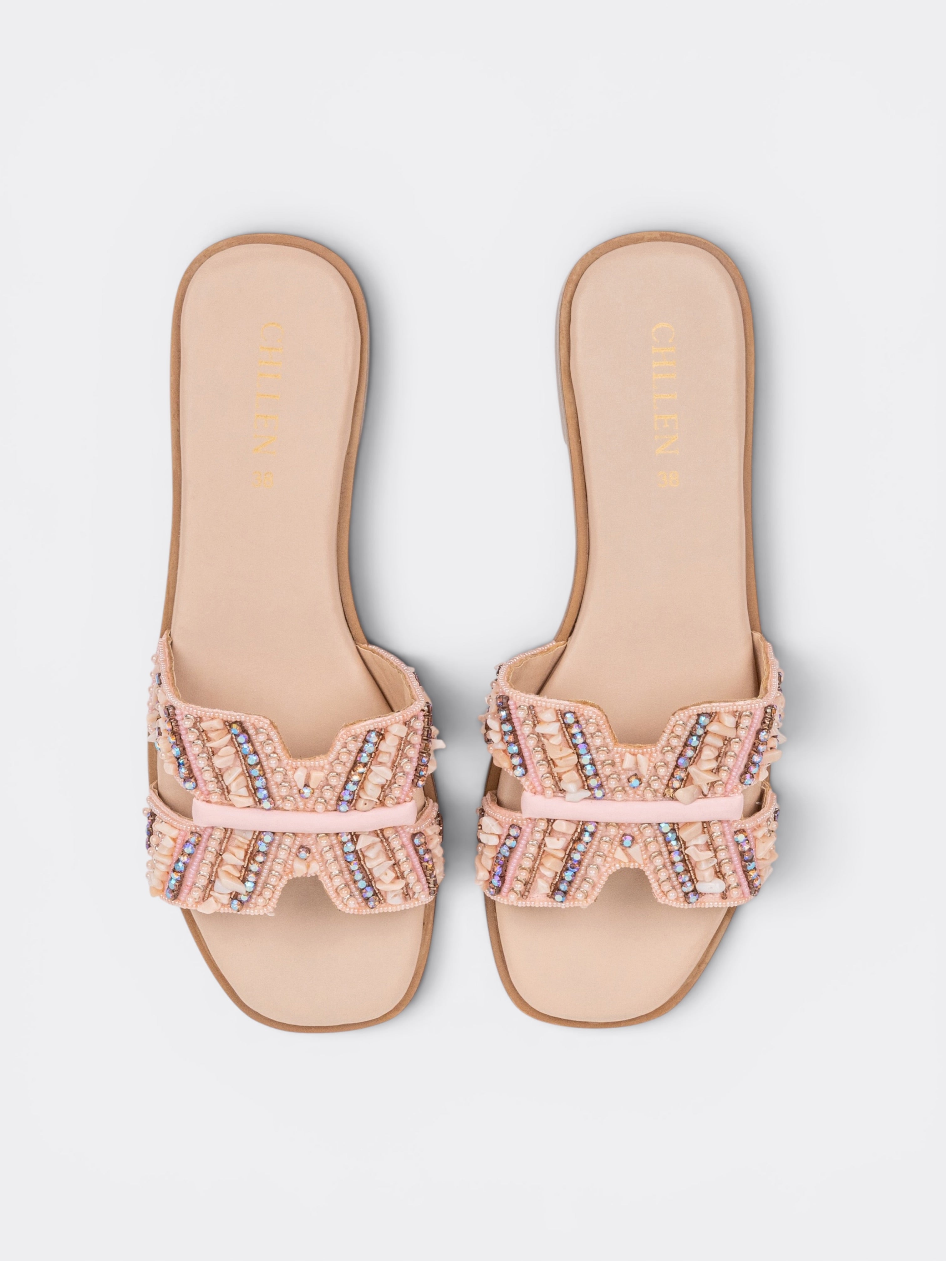 Blush Embellished Bow Flats