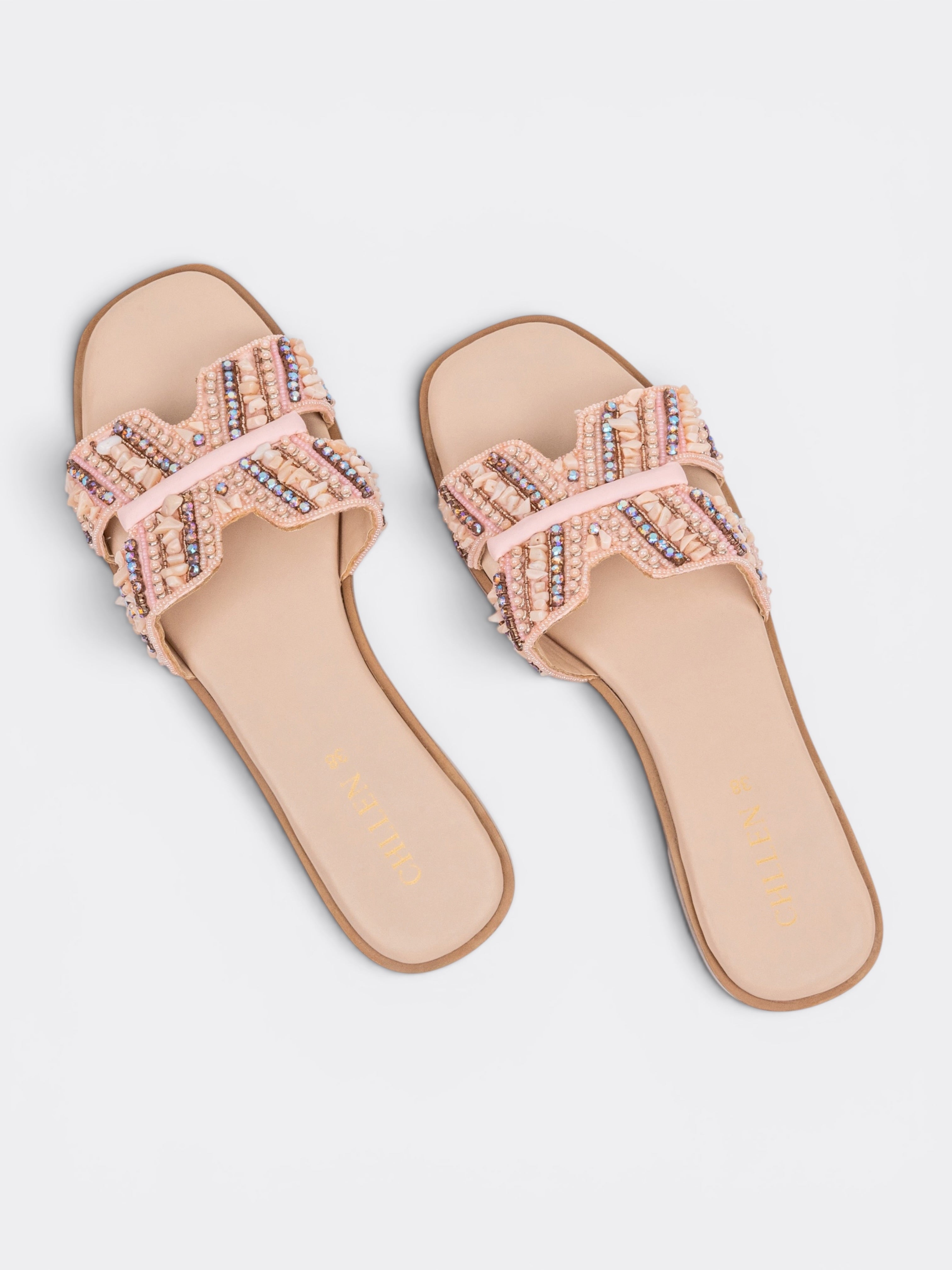 Blush Embellished Bow Flats